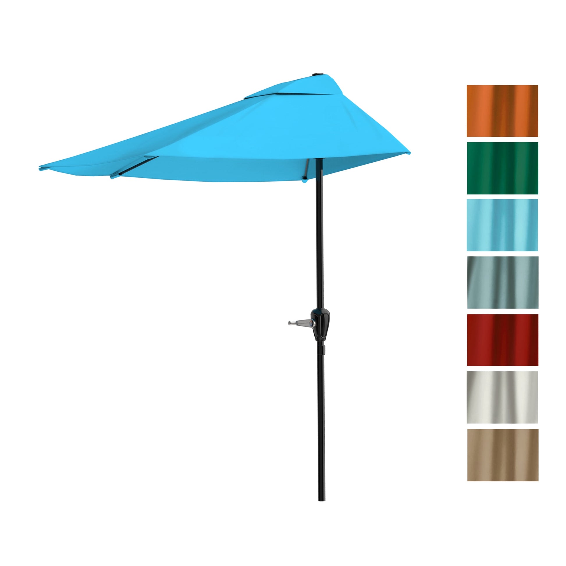 Pure Garden 9ft Half Umbrella for Balcony, Porch, or Deck, Brilliant Blue