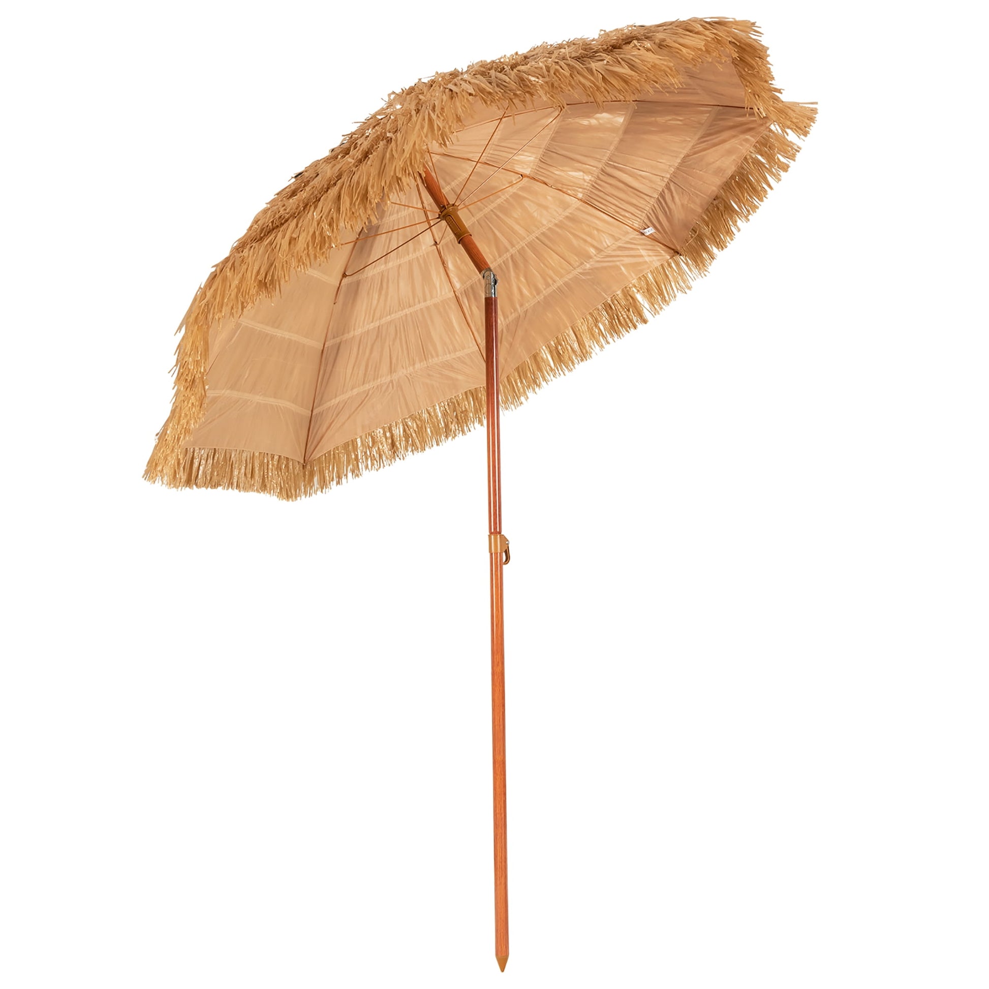 Costway 6.5 FT Thatched Beach Umbrella Tilt Tiki Hawaiian Patio Portable