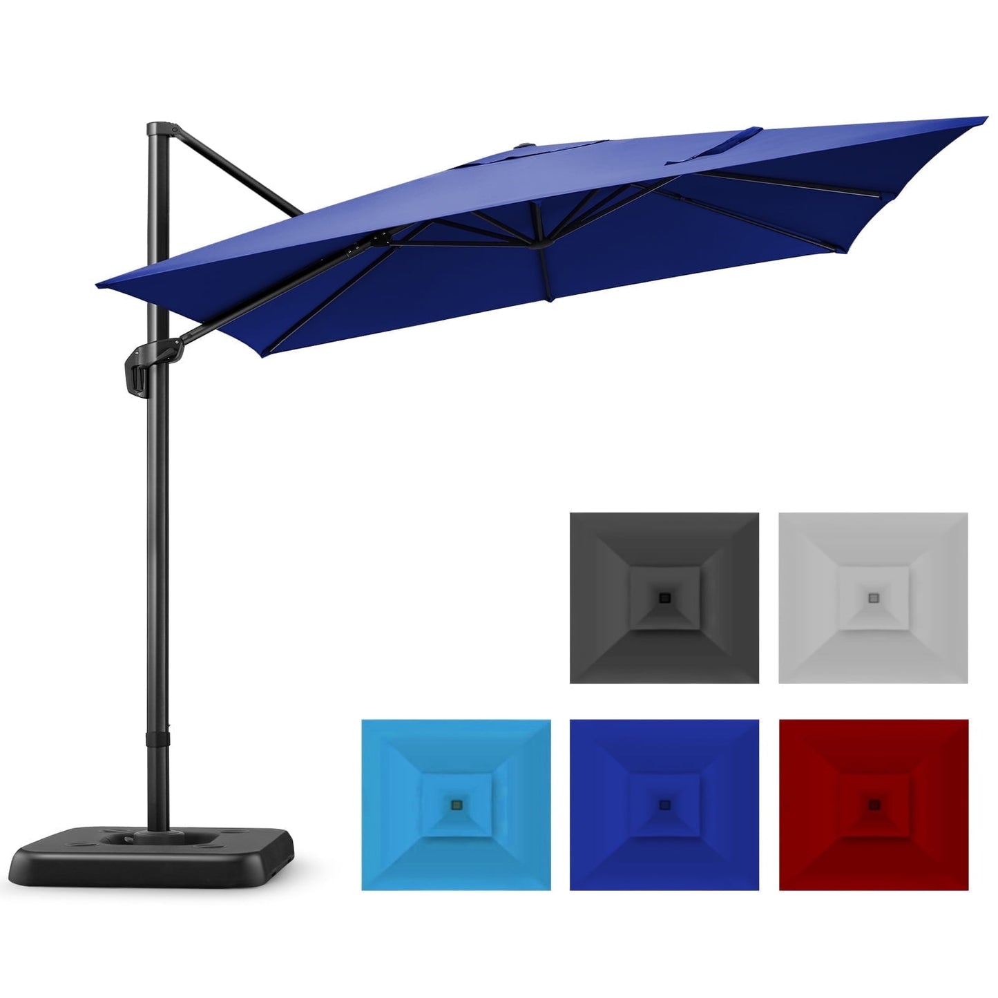 SANOPY 10x10 Cantilever Patio Umbrella Outdoor Patio Umbrella, 360 Degree Rotation Market Patio Umbrella with Steel Base, Crank, Tilt Button, Dark Blue