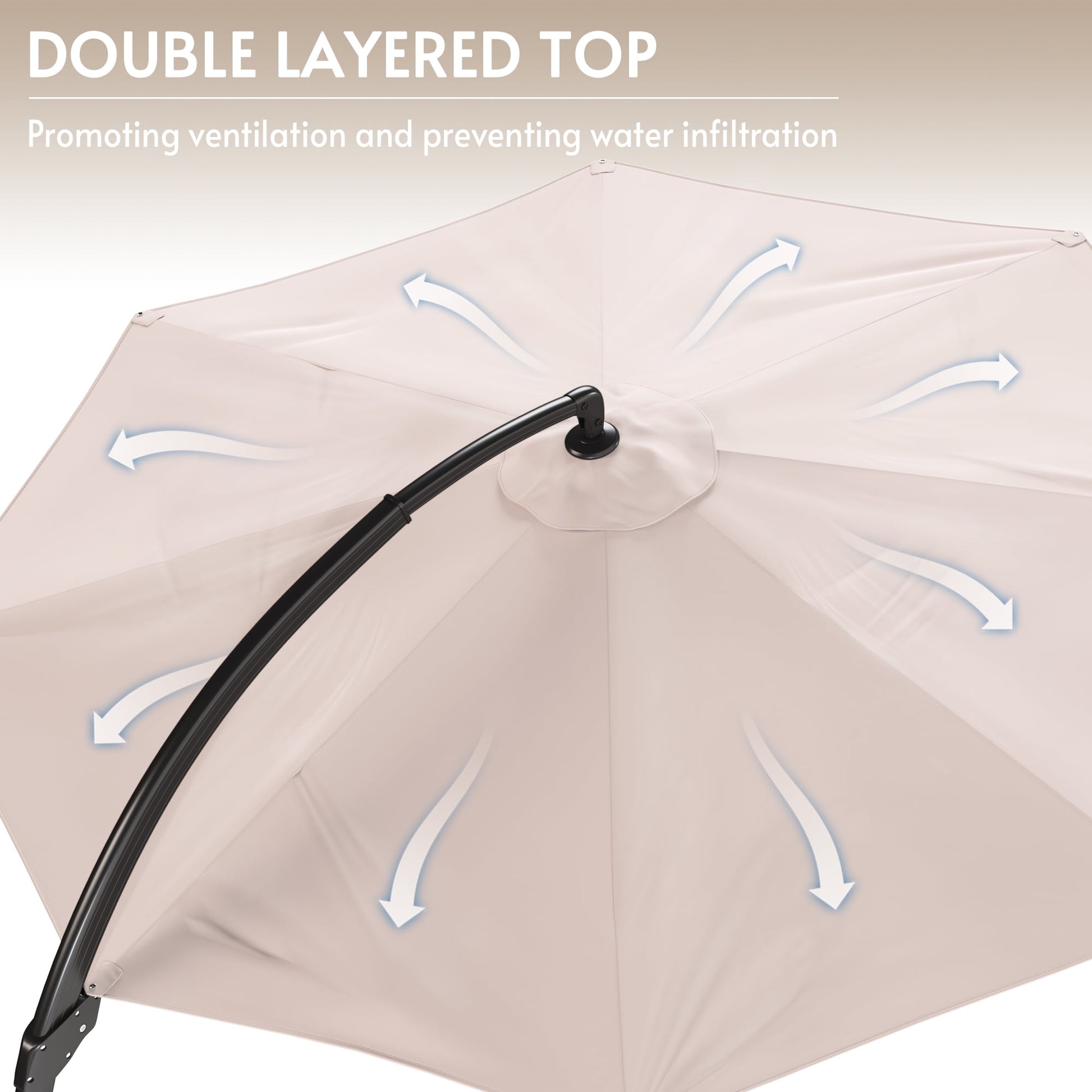 11FT Cantilever Patio Umbrella with Base Included, Large Cantilever umbrella with 360°Rotation, Heavy-Duty Offset Outdoor Umbrella for Patio,Pool,Garden and Backyard (Champagne)
