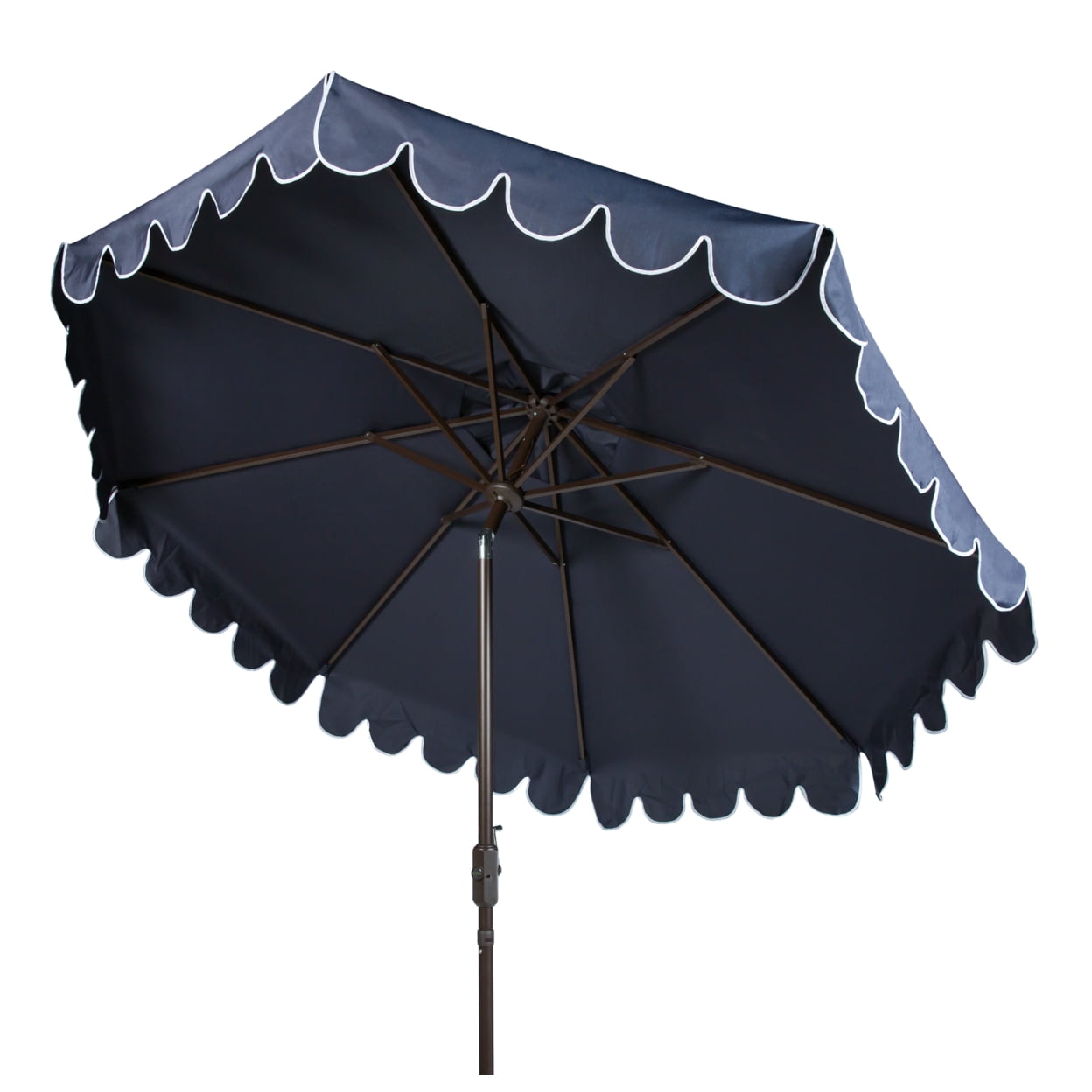 SAFAVIEH Outdoor Collection Venice 11-Foot Round Crank Umbrella Navy/White