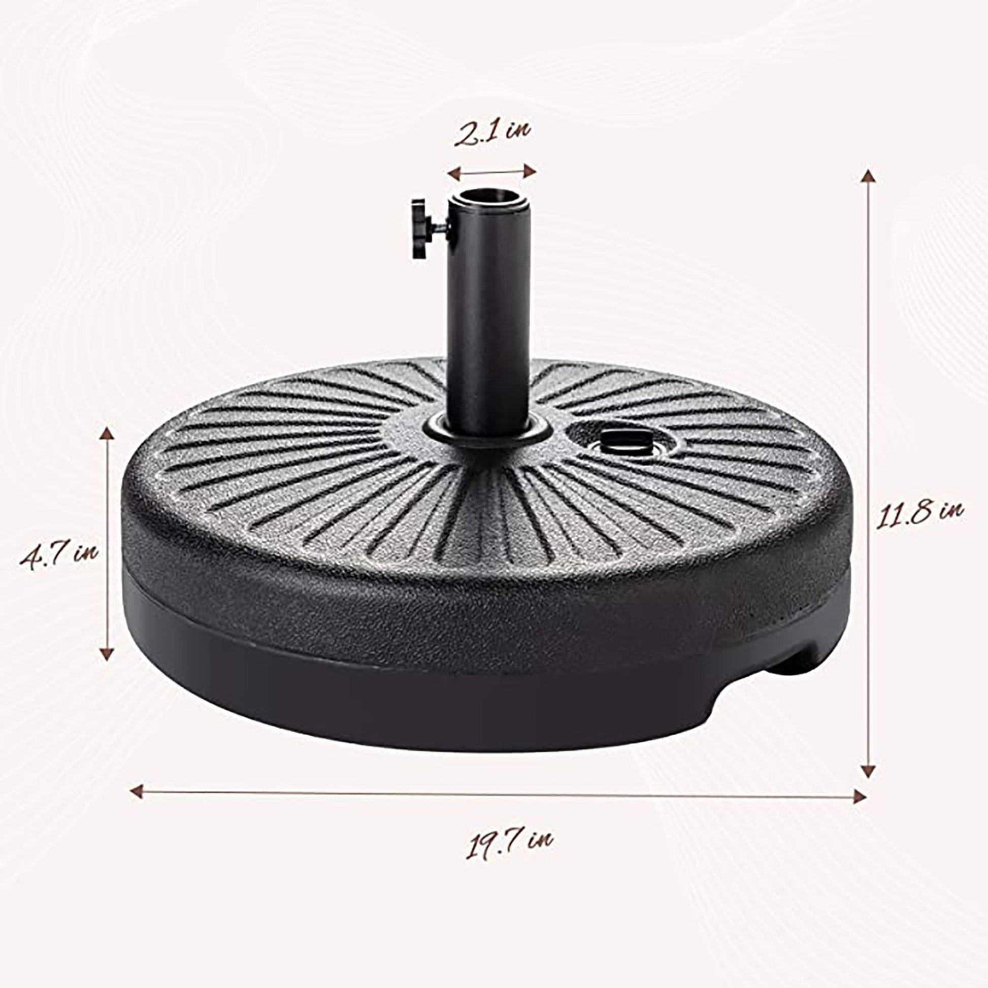 JUSTLET Heavy Duty Patio Umbrella Base Stand – Weather-Resistant Outdoor Parasol Holder with Black Finish, for Backyard, Garden, Deck, or Poolside Use