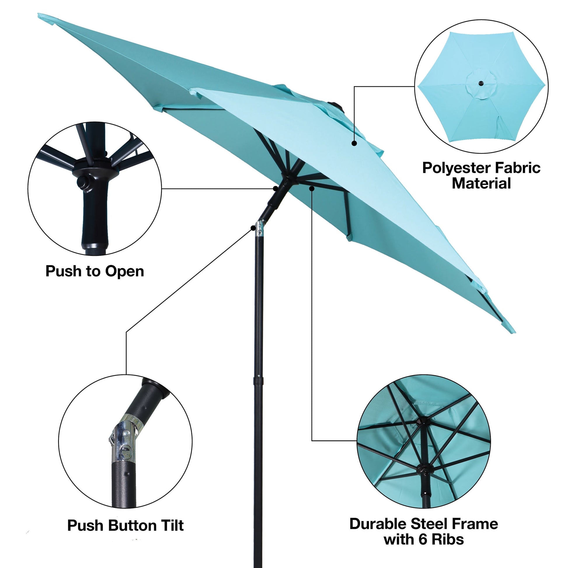(2 pack) Mainstays 7.5' Aqua Push-up and Tilt Patio Umbrella