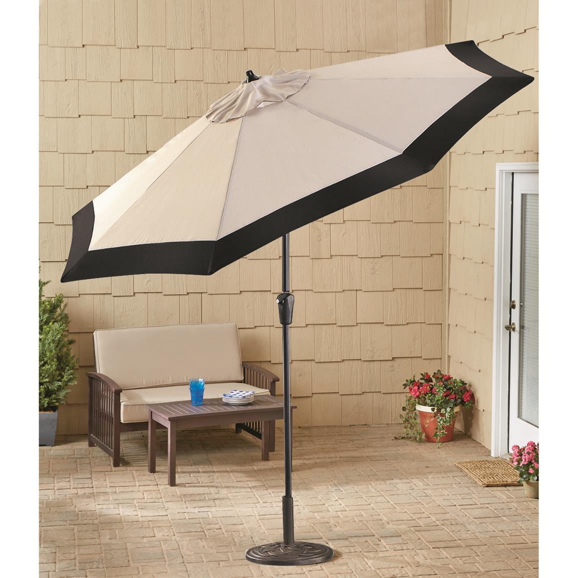 CASTLECREEK 9' Two-Tone Deluxe Market Patio Umbrella, Khaki/Black