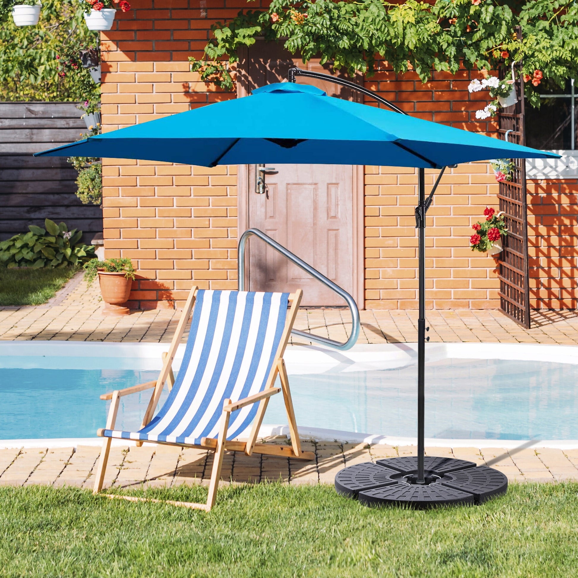 HomGarden 4PCS Heavy-Duty Cantilever Offset Patio Umbrella Round Base Water/Sand Fillable Plate Set