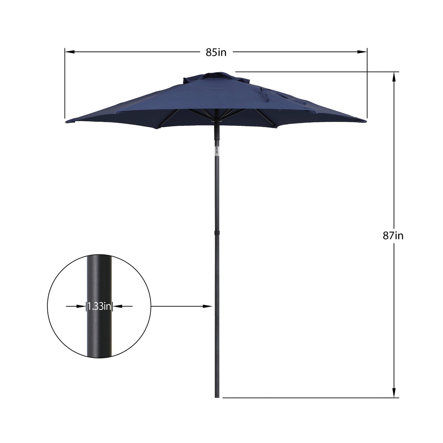 (2 pack) Mainstays 7.5' Navy Push-up and Tilt Market Patio Umbrella