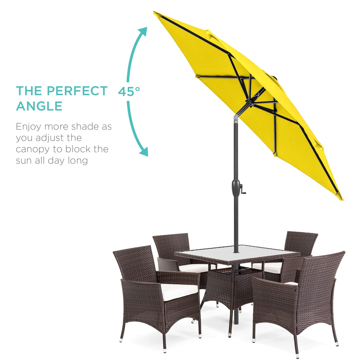 Best Choice Products 7.5ft Heavy-Duty Outdoor Market Patio Umbrella w/ Push Button Tilt, Easy Crank - Yellow