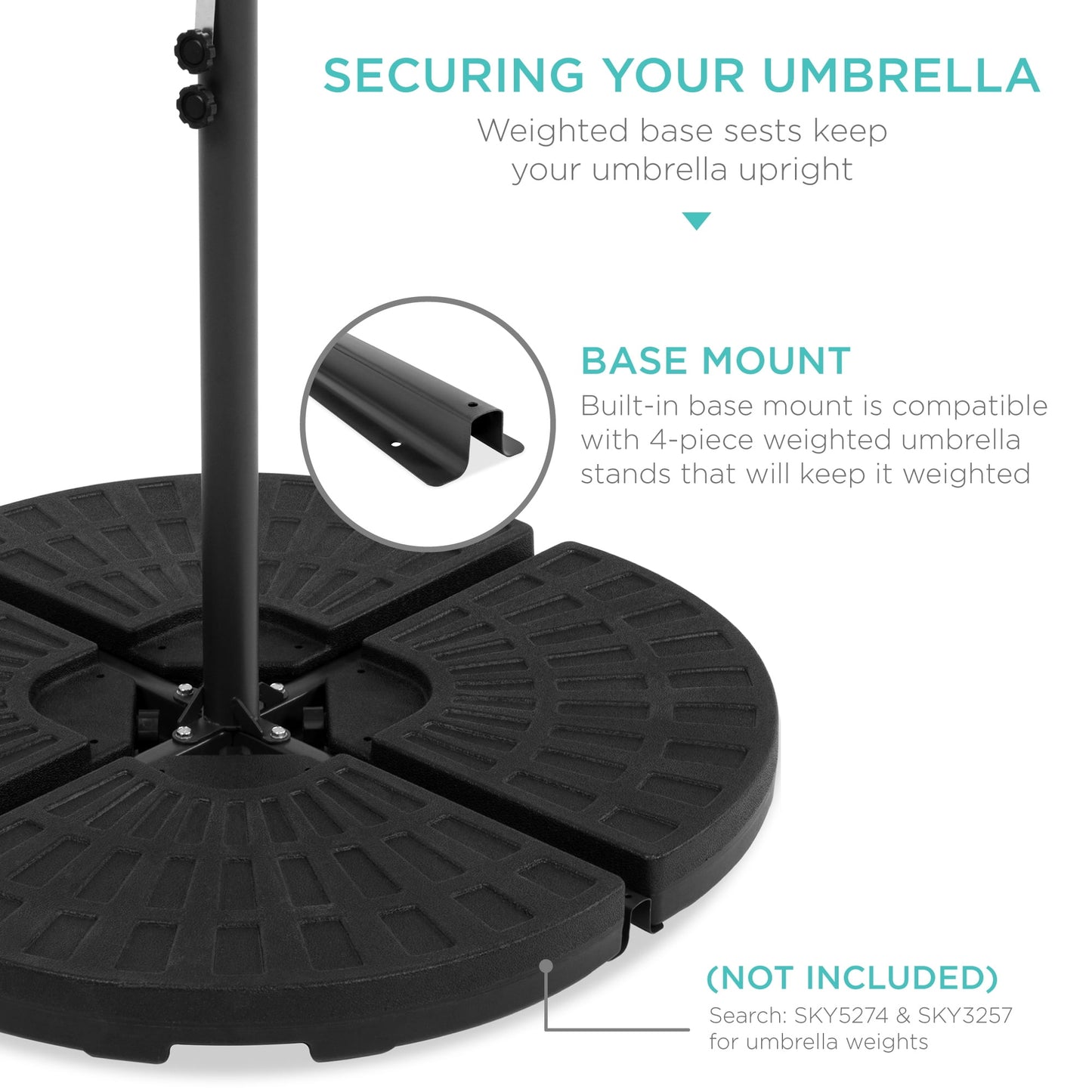 Best Choice Products 10ft Solar LED Offset Hanging Outdoor Market Patio Umbrella w/ Adjustable Tilt - Brown