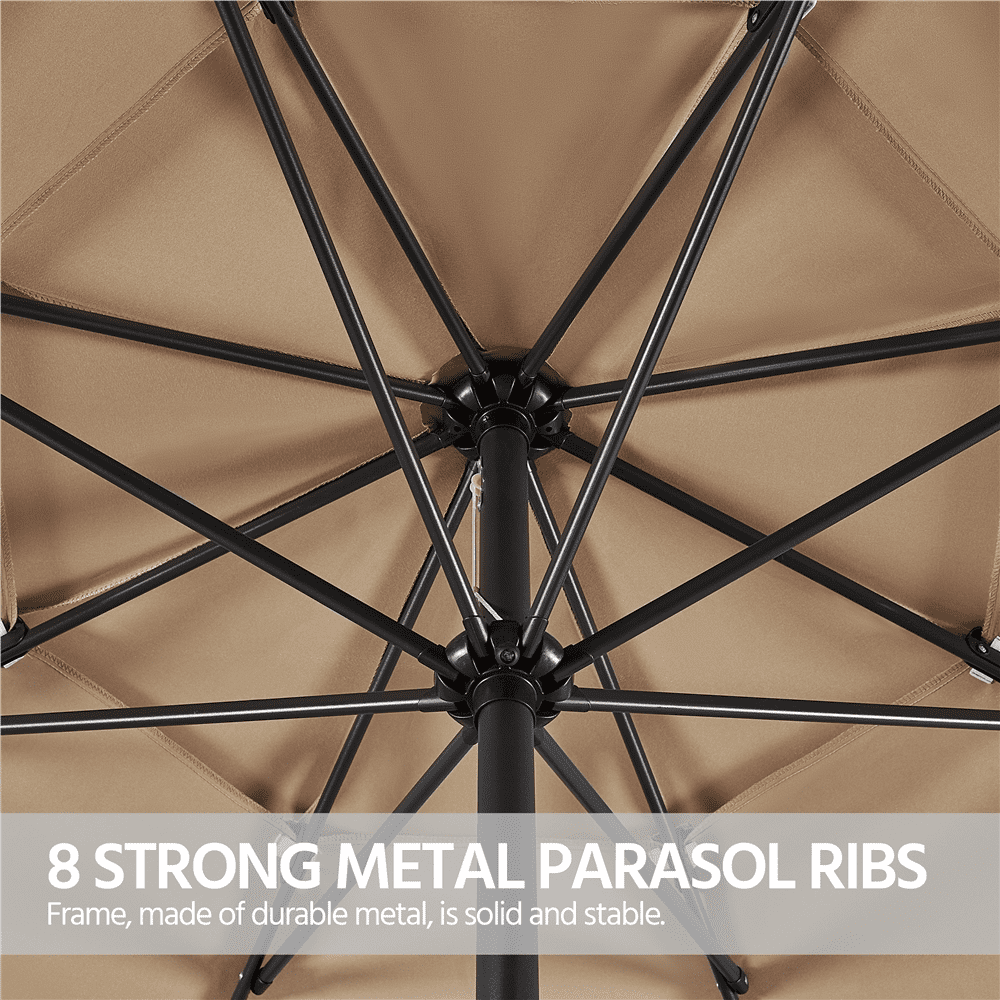 Topeakmart 10ft 3 Tier Patio Umbrella Outdoor Vented Table Umbrella with 8 Sturdy Ribs, Tan