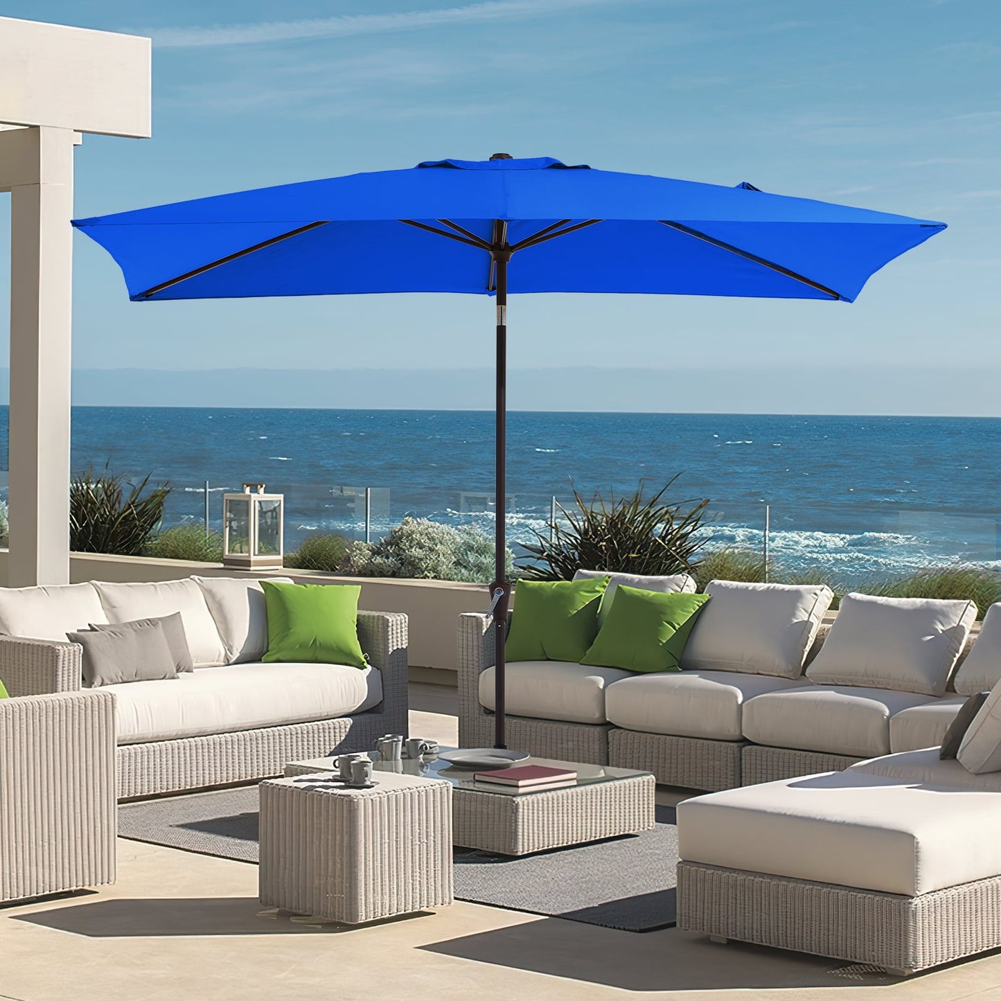 JUSTLET Heavy Duty Patio Umbrella Base Stand – Weather-Resistant Outdoor Parasol Holder with Black Finish, for Backyard, Garden, Deck, or Poolside Use