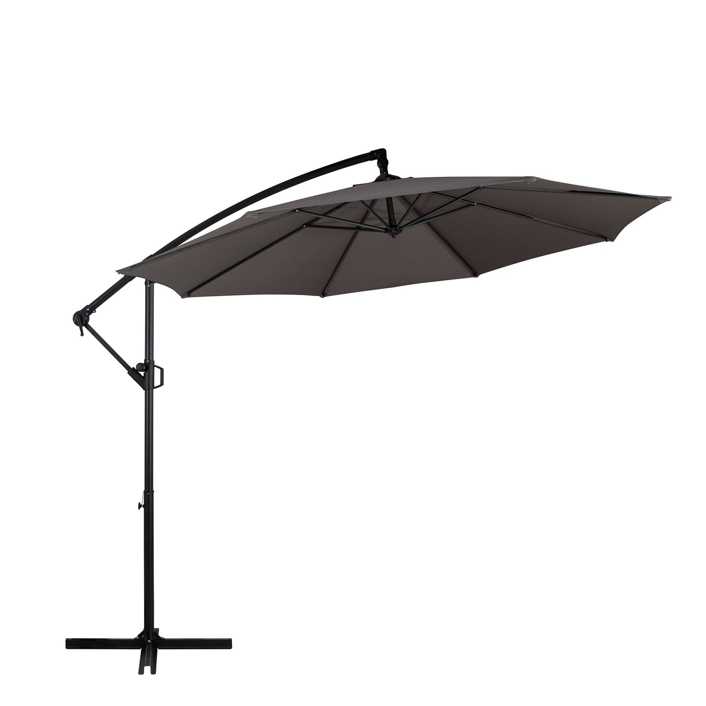 Walsunny 9FT Outdoor Hanging Offset Cantilever Umbrella with Cross Base, Patio Market Umbrella with Crank for Backyard Deck Poolside, Dark Blue