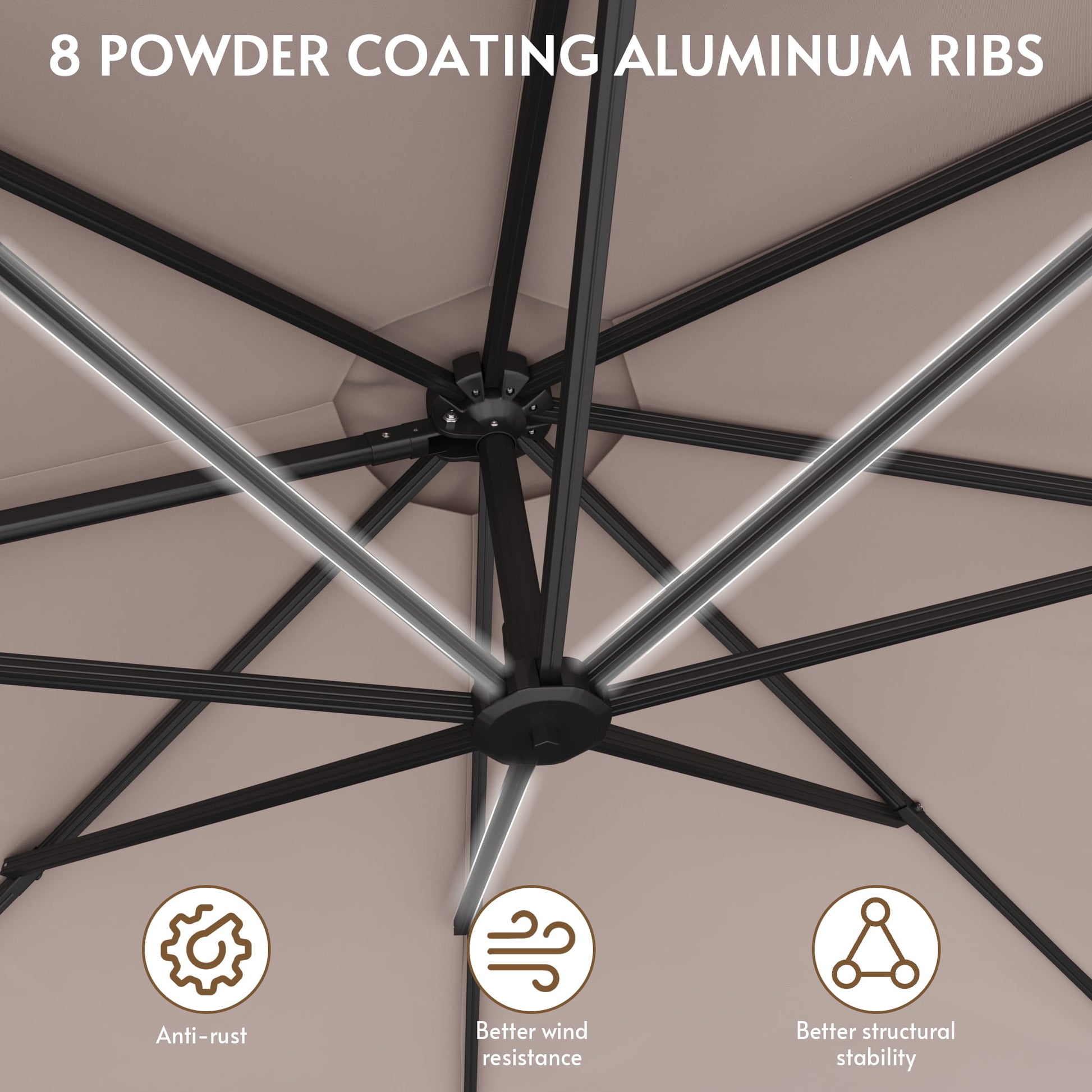 11FT Cantilever Patio Umbrella with Base Included, Large Cantilever umbrella with 360°Rotation, Heavy-Duty Offset Outdoor Umbrella for Patio,Pool,Garden and Backyard (Champagne)