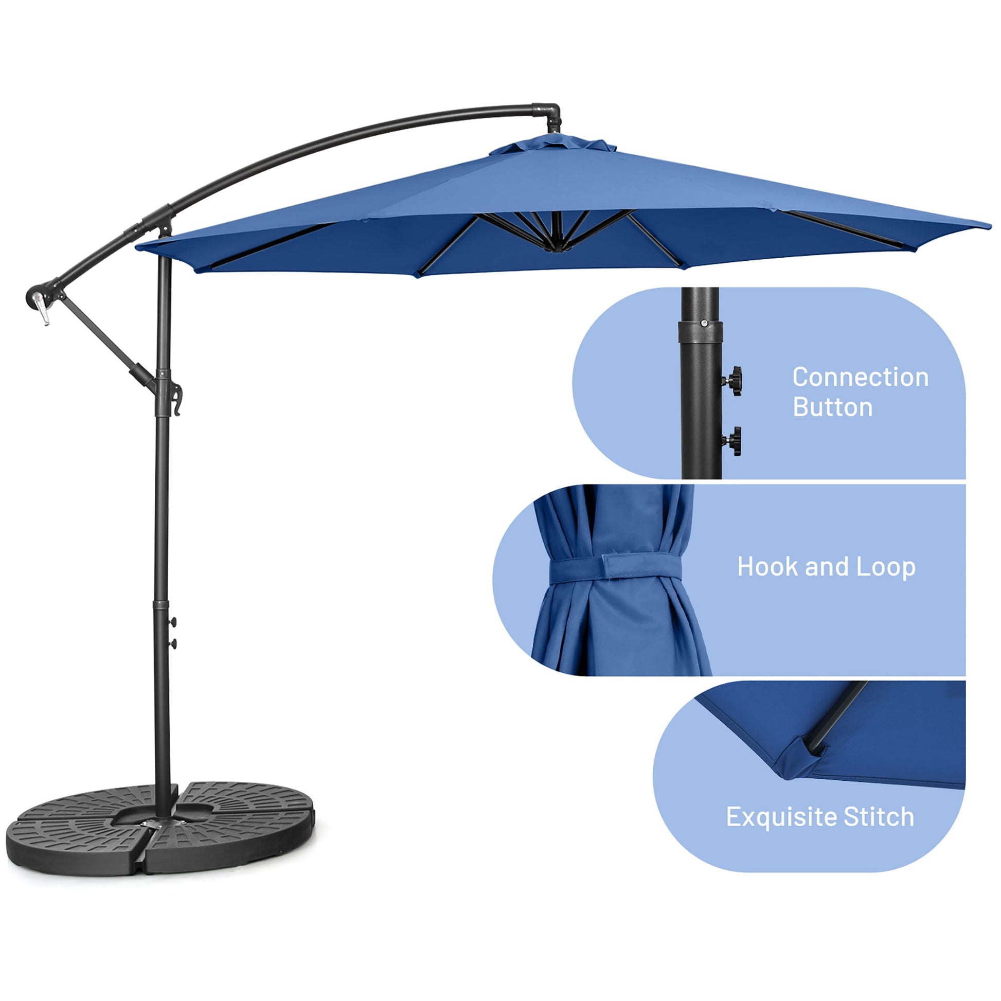 Costway 96" Navy Blue Octagon Offset Patio Umbrella, Fade Resistant