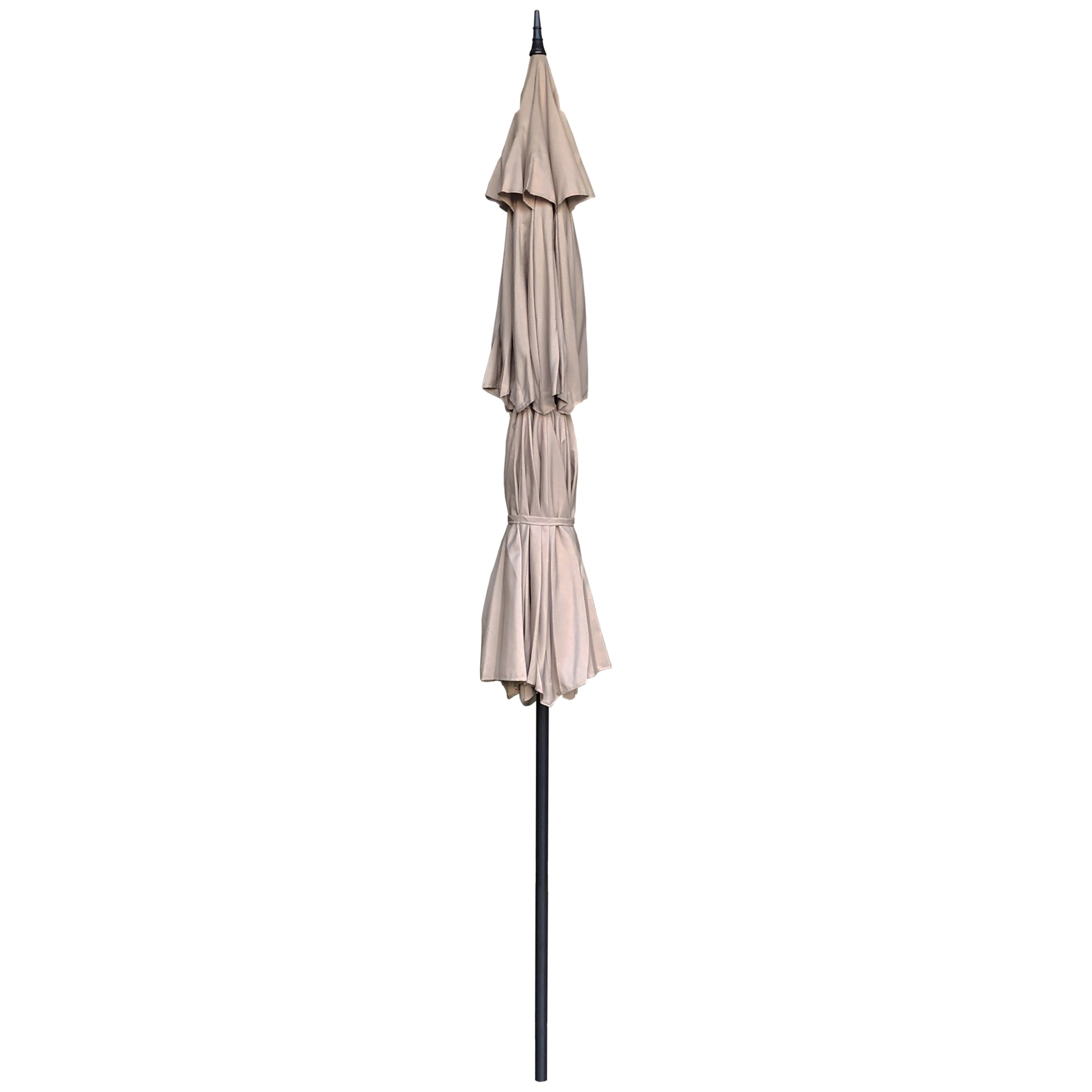 Abble 9ft Patio Umbrella with Crank 3-Tier Pagoda Outdoor Market Umbrella with 8 Ribs for Garden Deck Backyard Pool, Tan