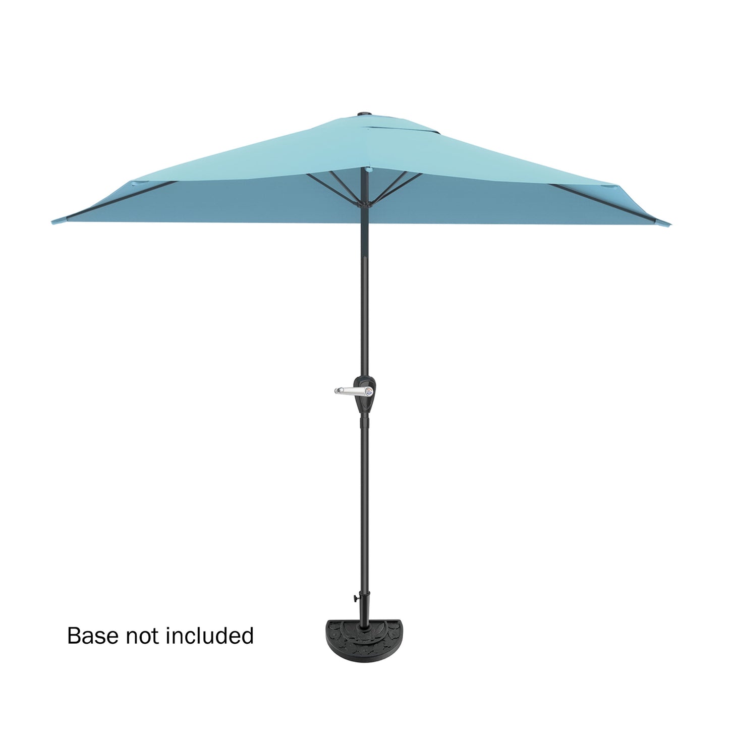 Pure Garden 9ft Half Patio Umbrella – Crank-Open Sun Shade for Balcony, Deck, or Porch, Blue