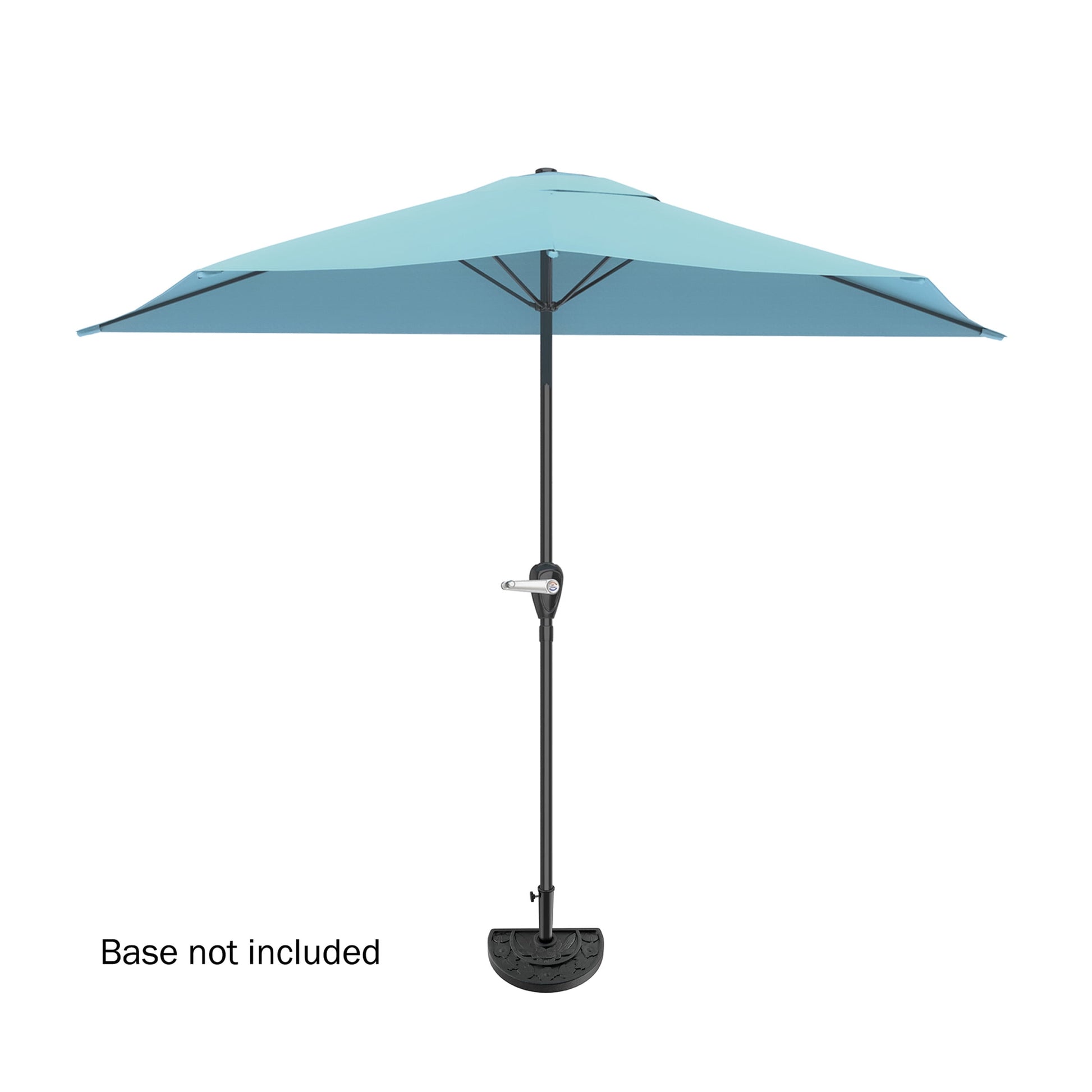 Pure Garden 9ft Half Patio Umbrella – Crank-Open Sun Shade for Balcony, Deck, or Porch, Blue