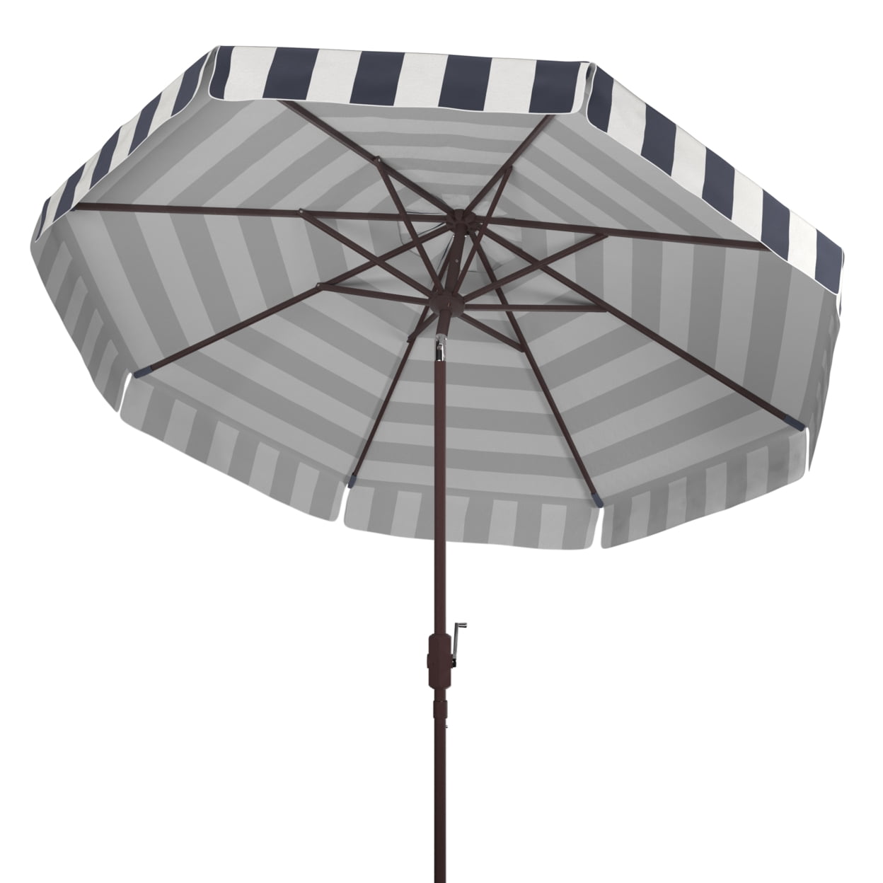 Safavieh Elsa 11' Market Crank Round Patio Umbrella, Black/White