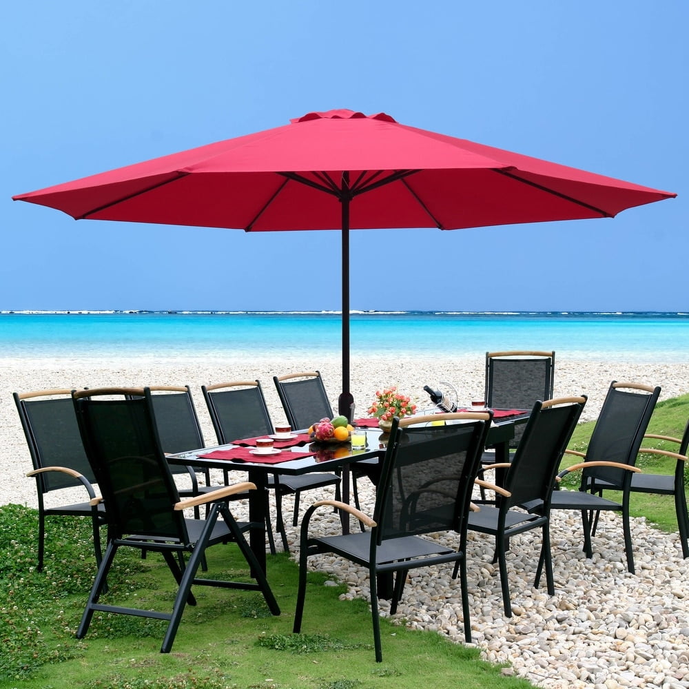 Abble 11' Red Octagon Market Patio Umbrellas, Weather-Resistant