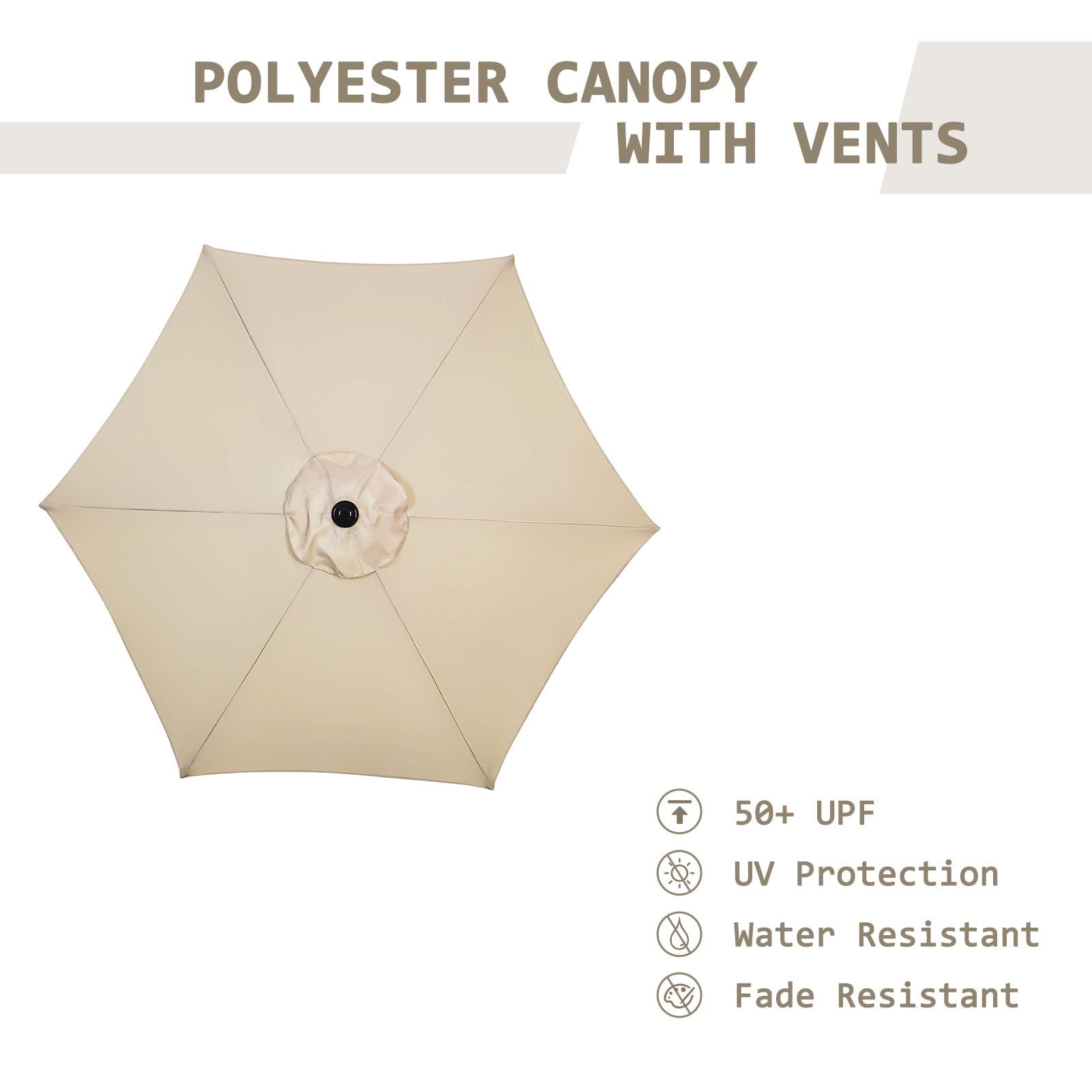 Autlaycil 7.5FT Patio Umbrellas with Push Button Tilt and Crank, Khaki