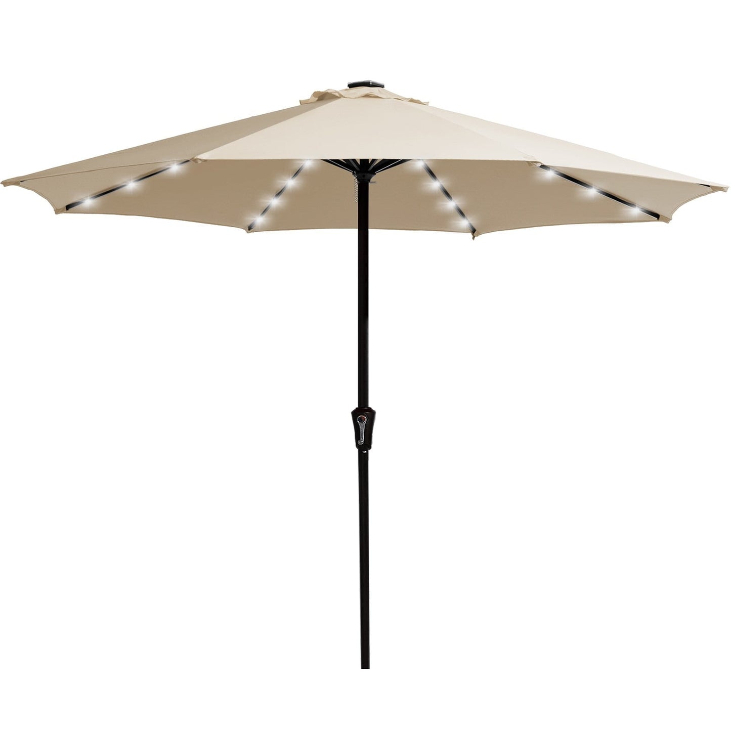 JUSTLET 11' Outdoor Patio Market Solar Umbrella w/ LED Lights, Beige