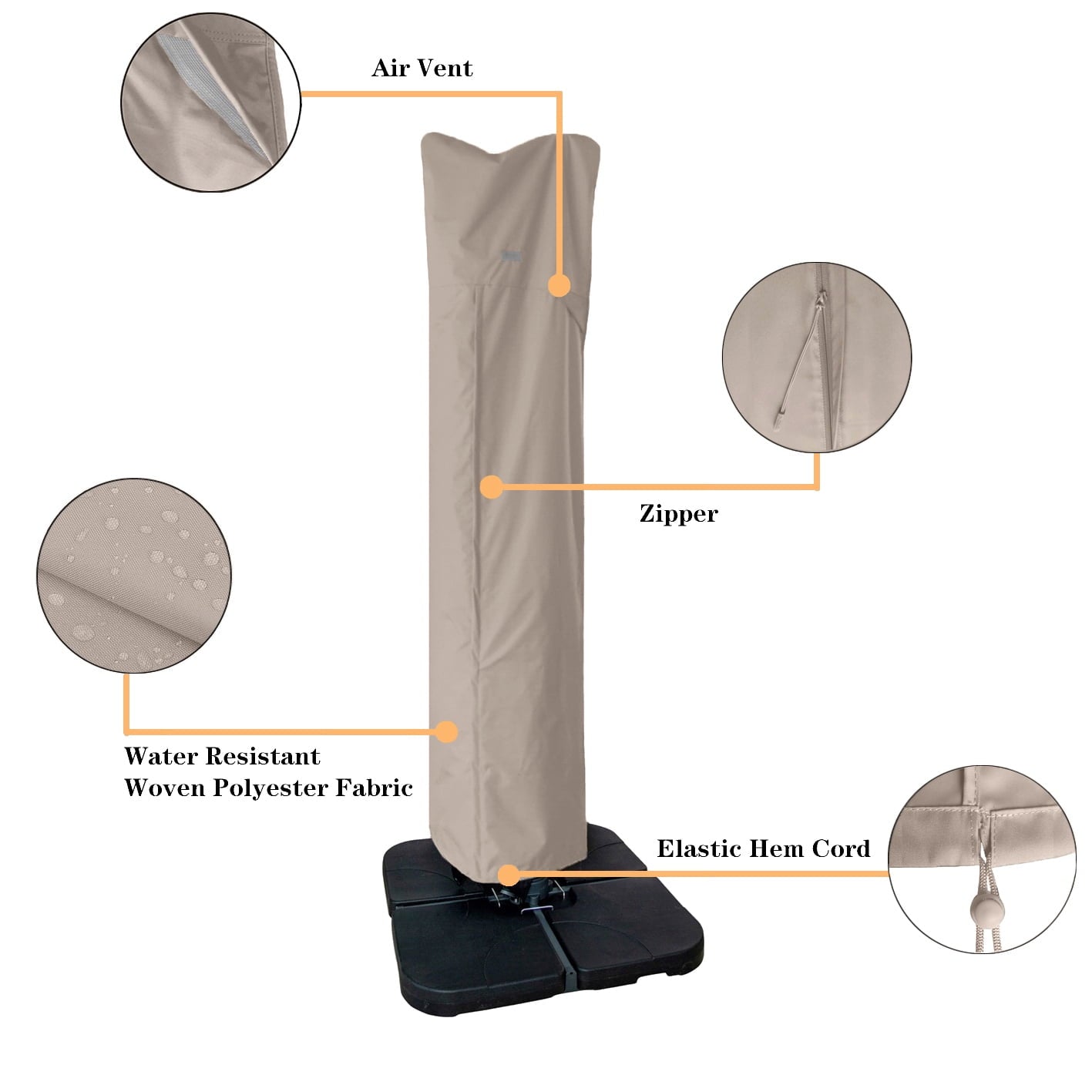 Garden Balsam Patio Umbrella Cover Fits 9' -13' Outdoor Cantilever or Offset Ones Fade Resistant