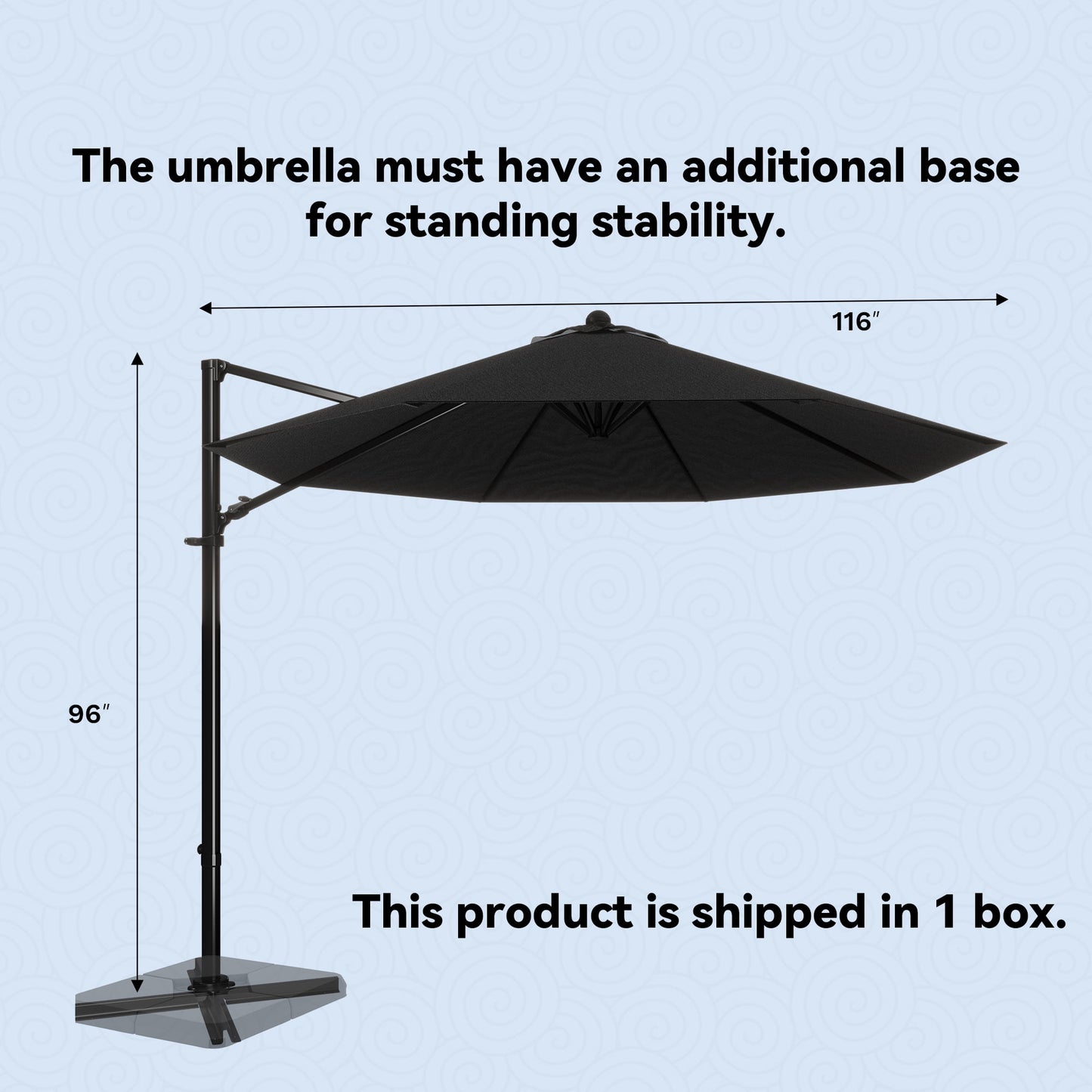 Patiowell 10FT Outdoor Patio Umbrella, 360° Rotation, Crank Open & Tilt, Black