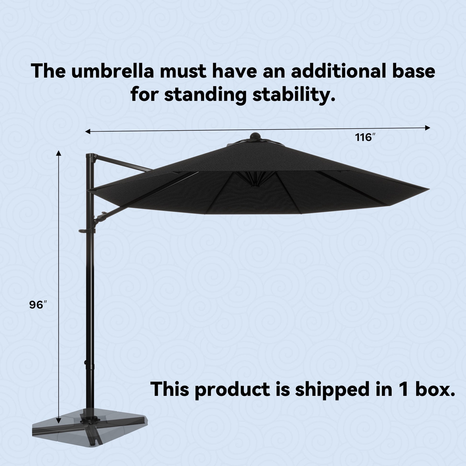 Patiowell 10FT Outdoor Patio Umbrella, 360° Rotation, Crank Open & Tilt, Black