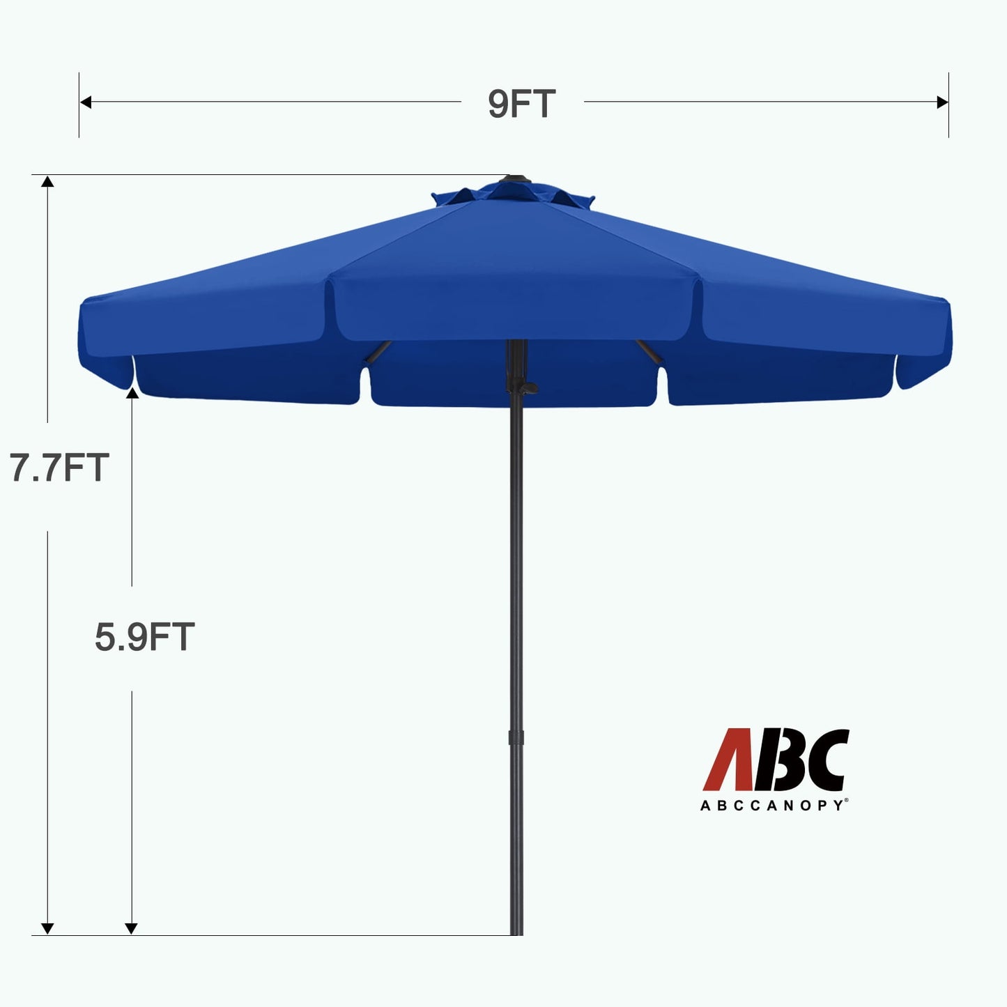 ABCCANOPY 9ft Outdoor Market Hand Push Patio Umbrella With Hanging Edge,12+Colors, Blue