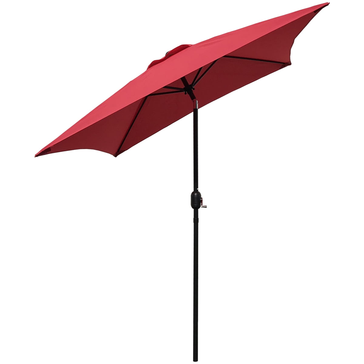 Abble 6.5 Ft Square Outdoor Patio Market Umbrella with Push Button Tilt and Crank Handle, Red