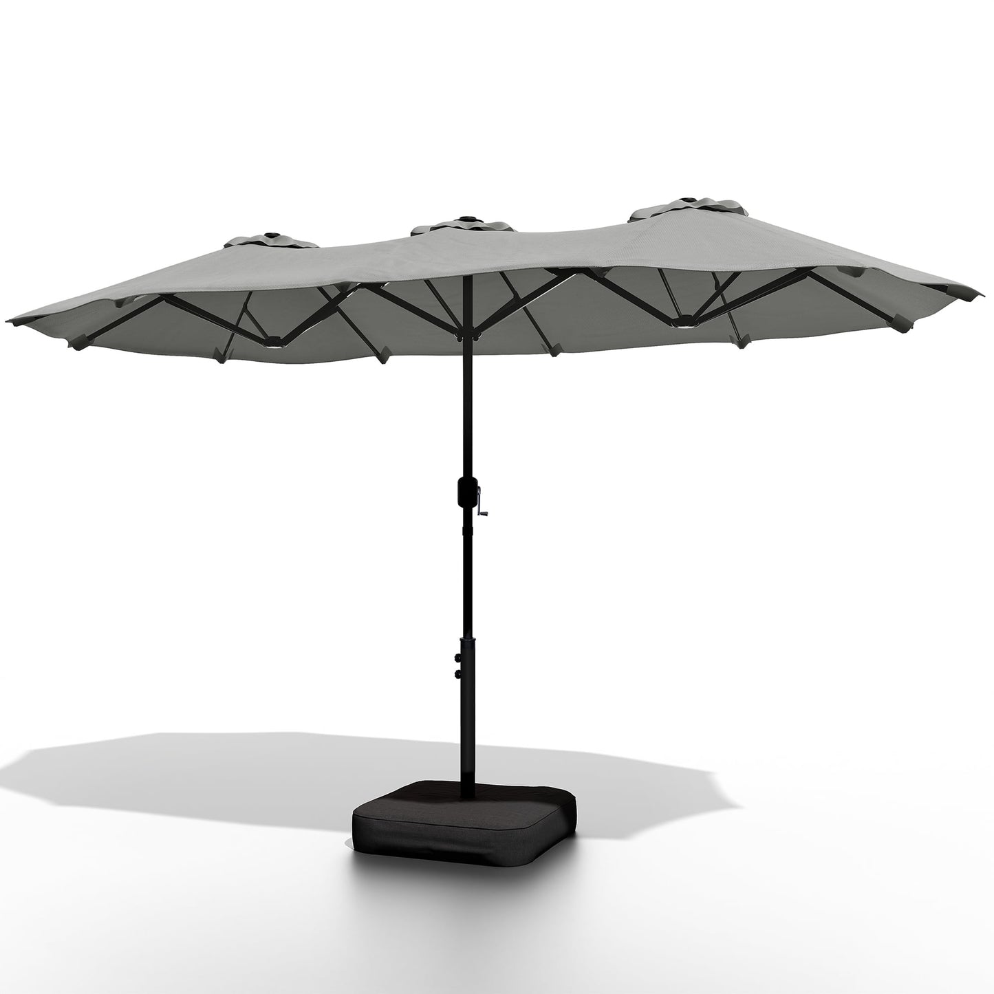 Walsunny 13 FT Outdoor Patio Umbrella with Base Included, Large Double-Sided Rectangular Umbrella with Crank Handle for Outside, Gray