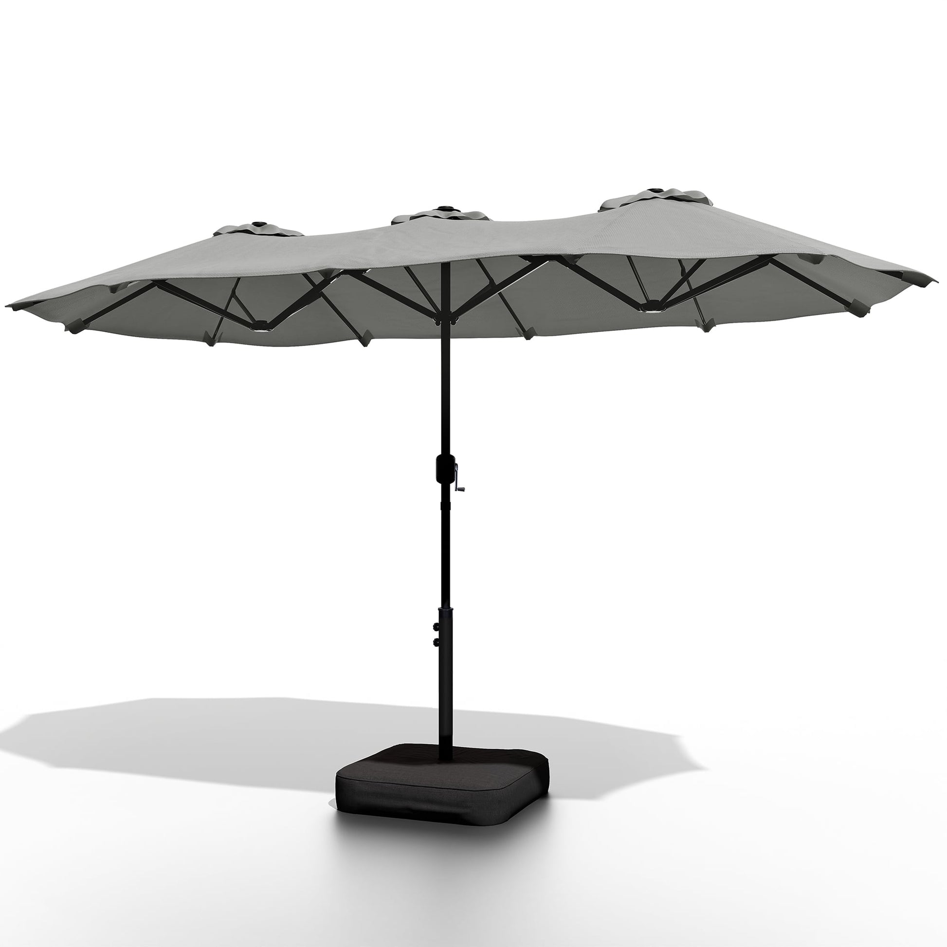 Walsunny 13 FT Outdoor Patio Umbrella with Base Included, Large Double-Sided Rectangular Umbrella with Crank Handle for Outside, Gray