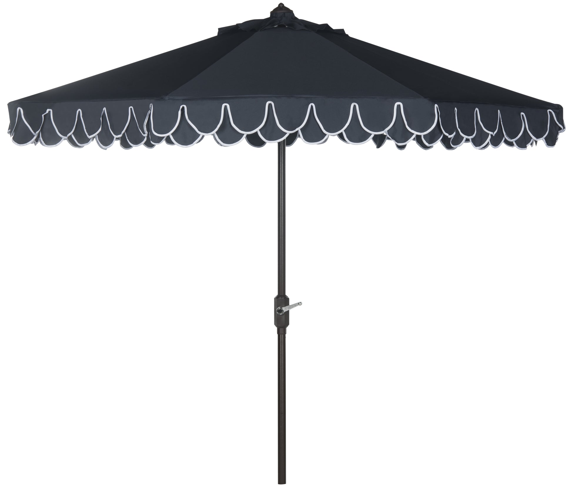 SAFAVIEH Outdoor Collection Elegant Valance 9-Foot Tilt Umbrella Navy / White