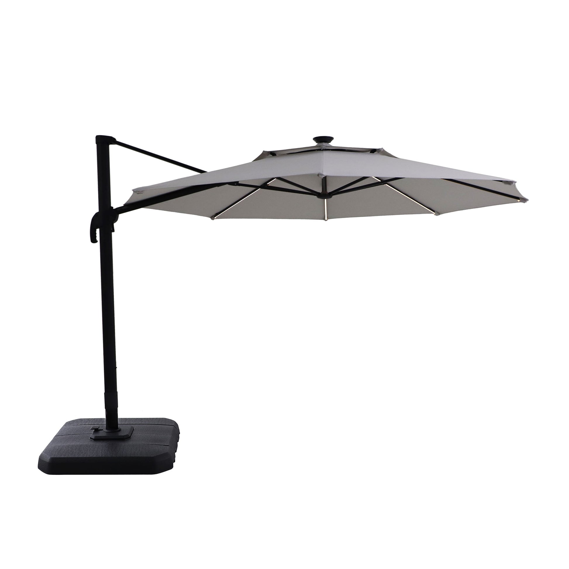 Better Homes & Gardens 11' Gray Octagonal Outdoor Cantilever Offset Patio Umbrella and Weighted Base
