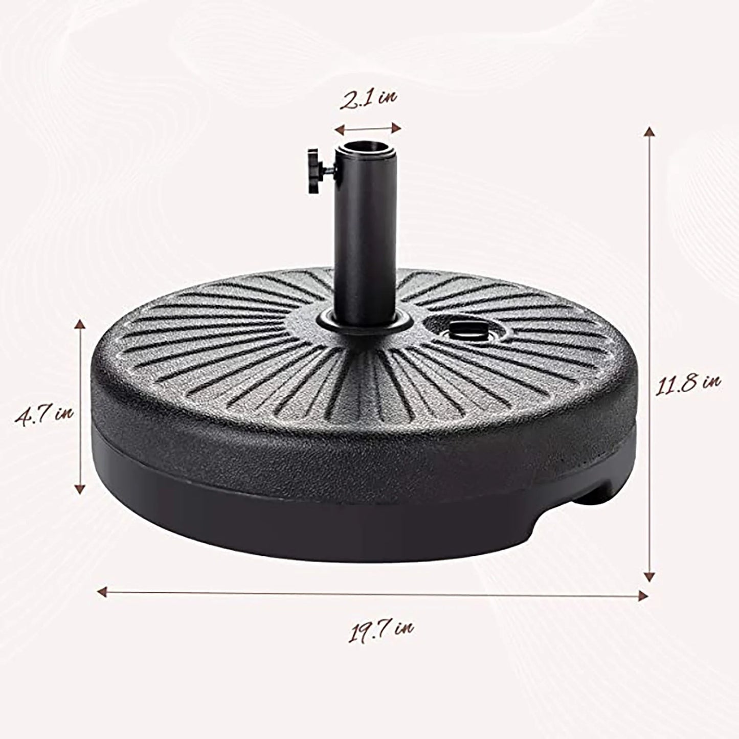 JUSTLET Heavy Duty Plastic Patio Umbrella Base, Black Round