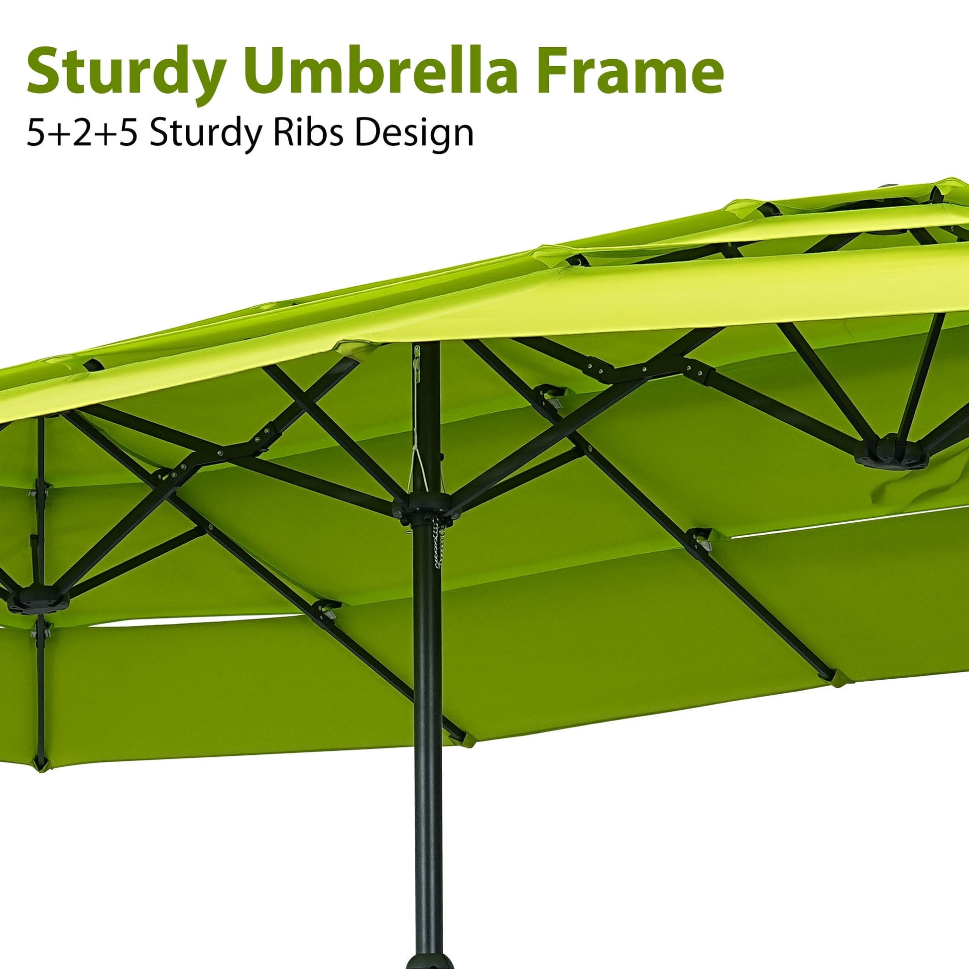 Ainfox 15ft Large Patio Umbrella, 3-Tiers Outdoor Double-Sided Rectangle Market Heavy Duty Umbrellas, Grass Green