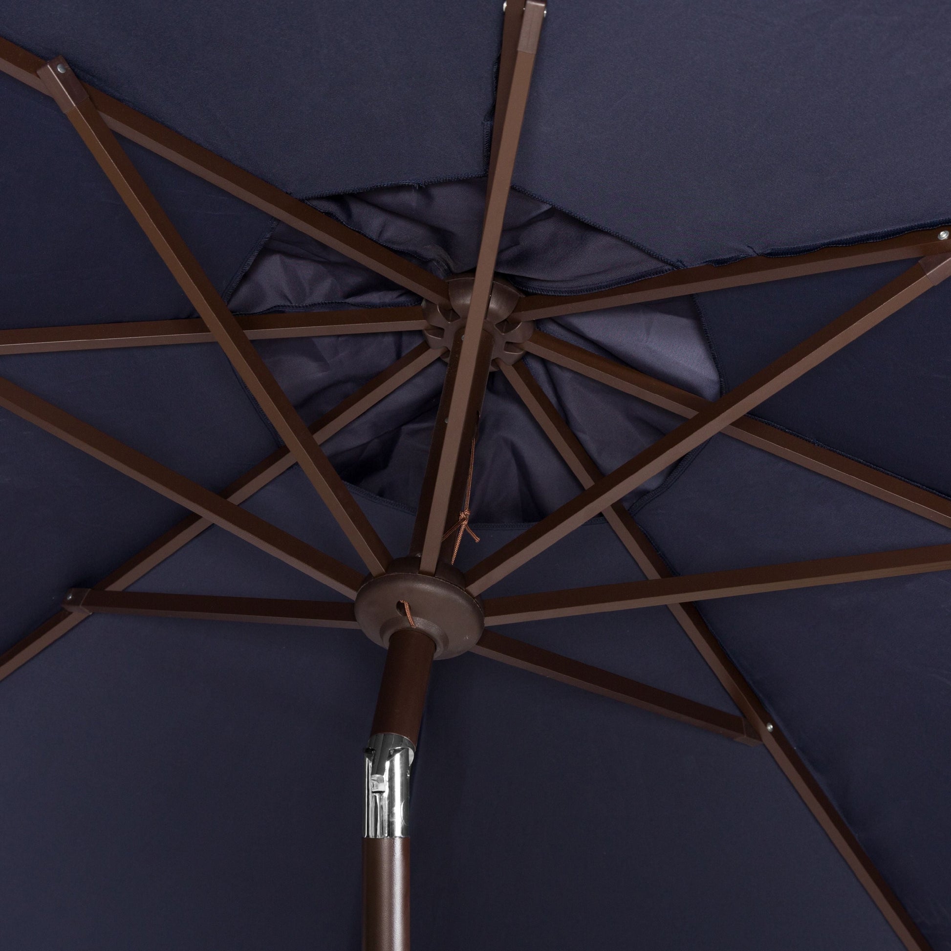 SAFAVIEH Outdoor Collection Milan Fringe 9-Foot Tilt Umbrella Navy/White