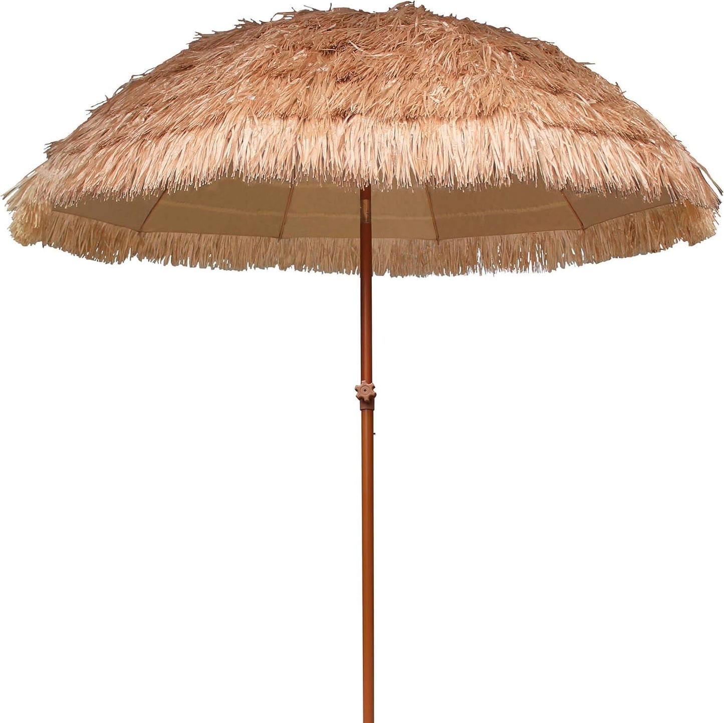 AMMSUN 7.5ft Hula Thatched Hawaiian Tiki Straw Outdoor Umbrella for Pool Patio Beach UPF50+,Brown