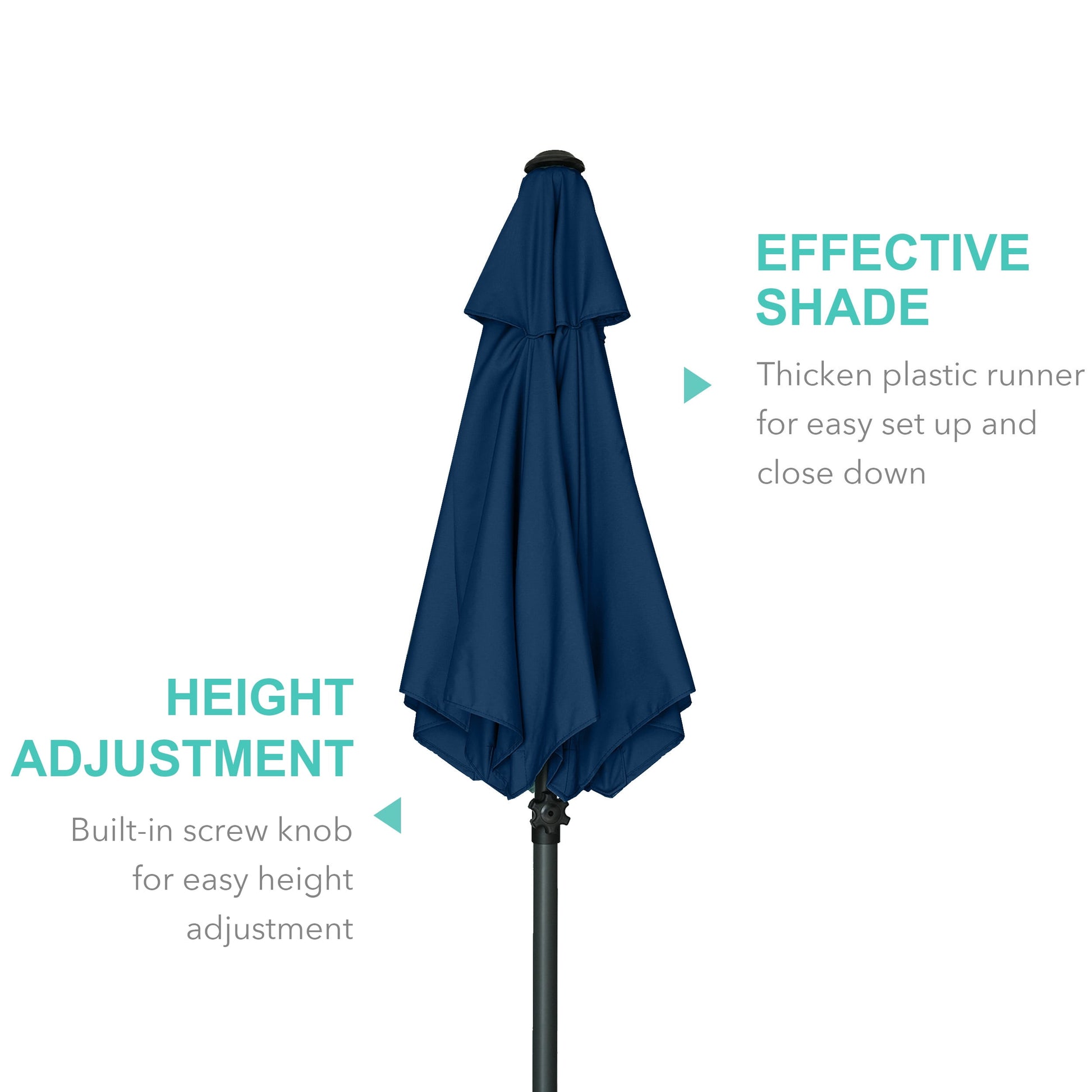AMMSUN 6ft Blue Round Outdoor Small Table Pool Lawn Balcony Market Patio Umbrella, Push Up & Tilt