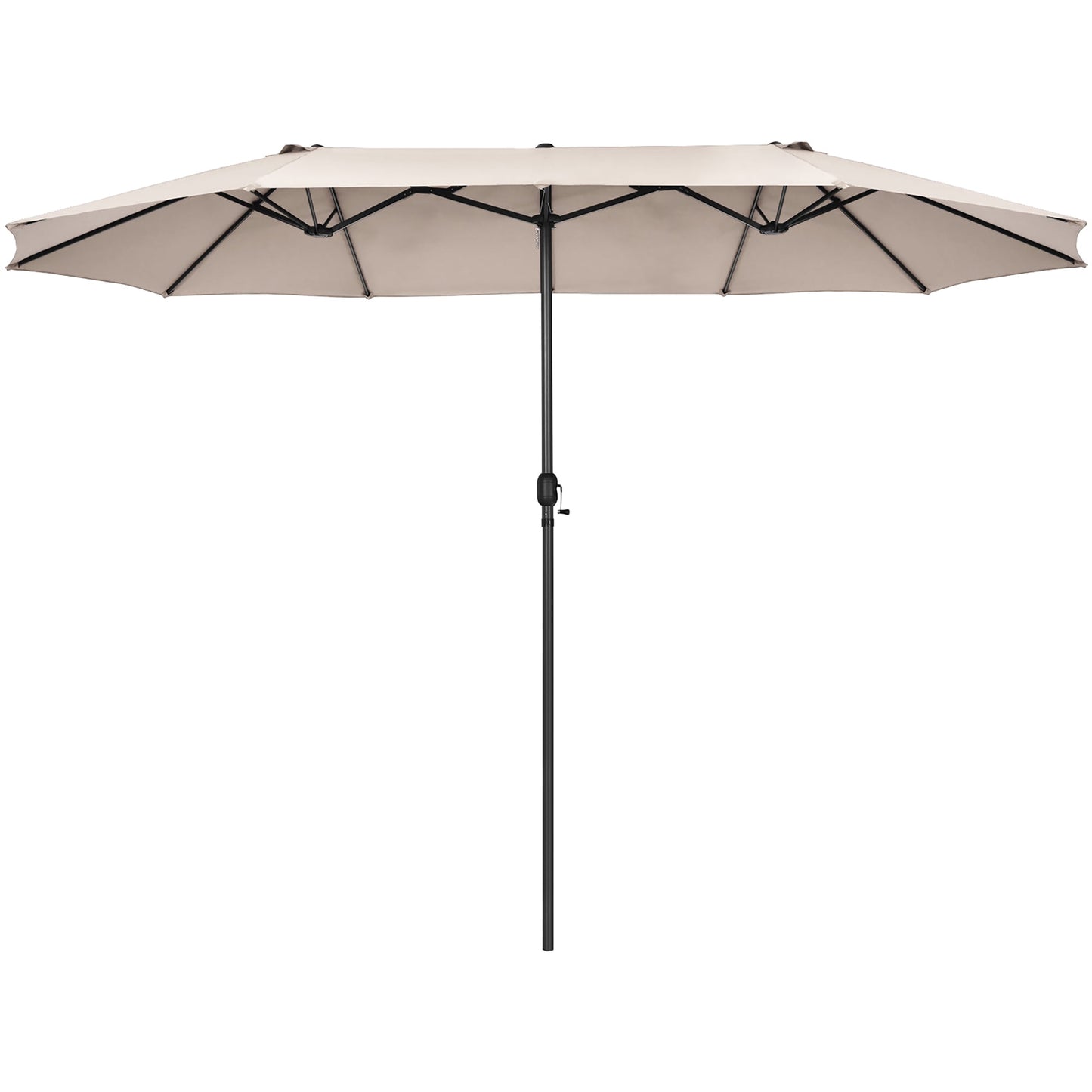 Costway 15ft Beige Patio Double-Sided Umbrella, Crank Lift