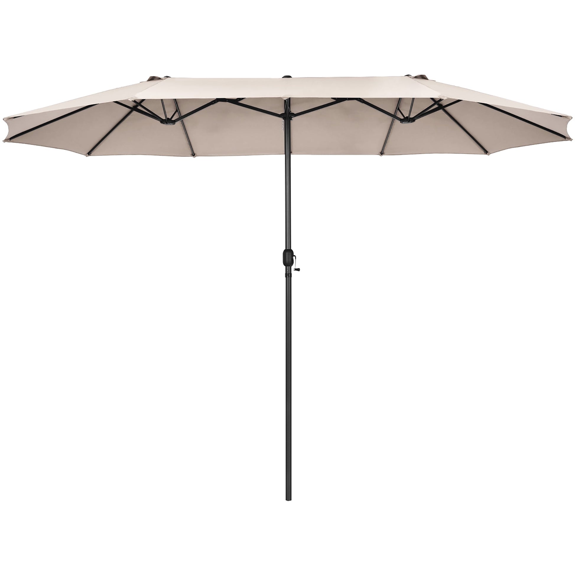 Costway 15ft Beige Patio Double-Sided Umbrella, Crank Lift