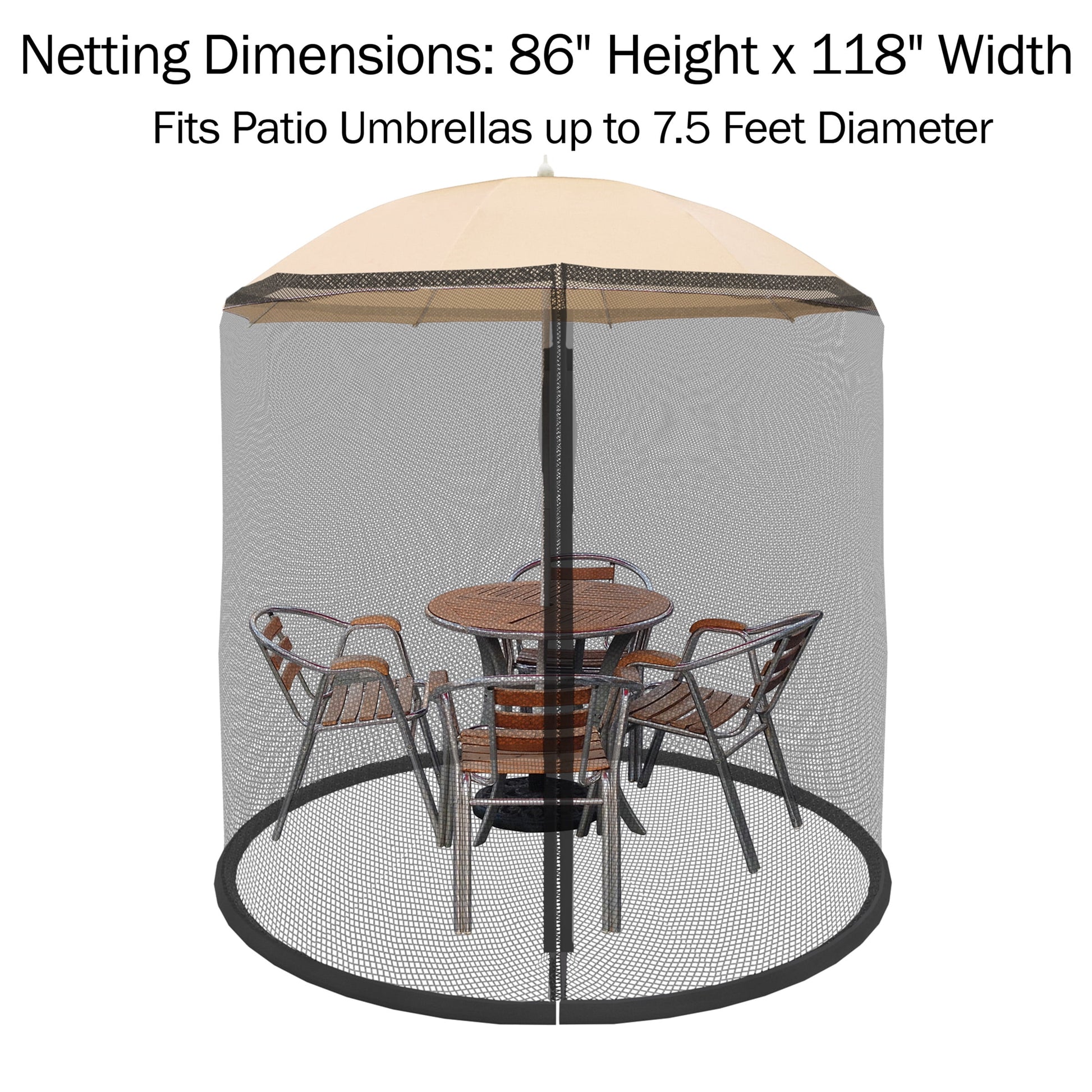 Pure Garden Mosquito Net for 7.5ft Patio Umbrella – Outdoor Mesh Screen with Zipper & Weighted Bottom