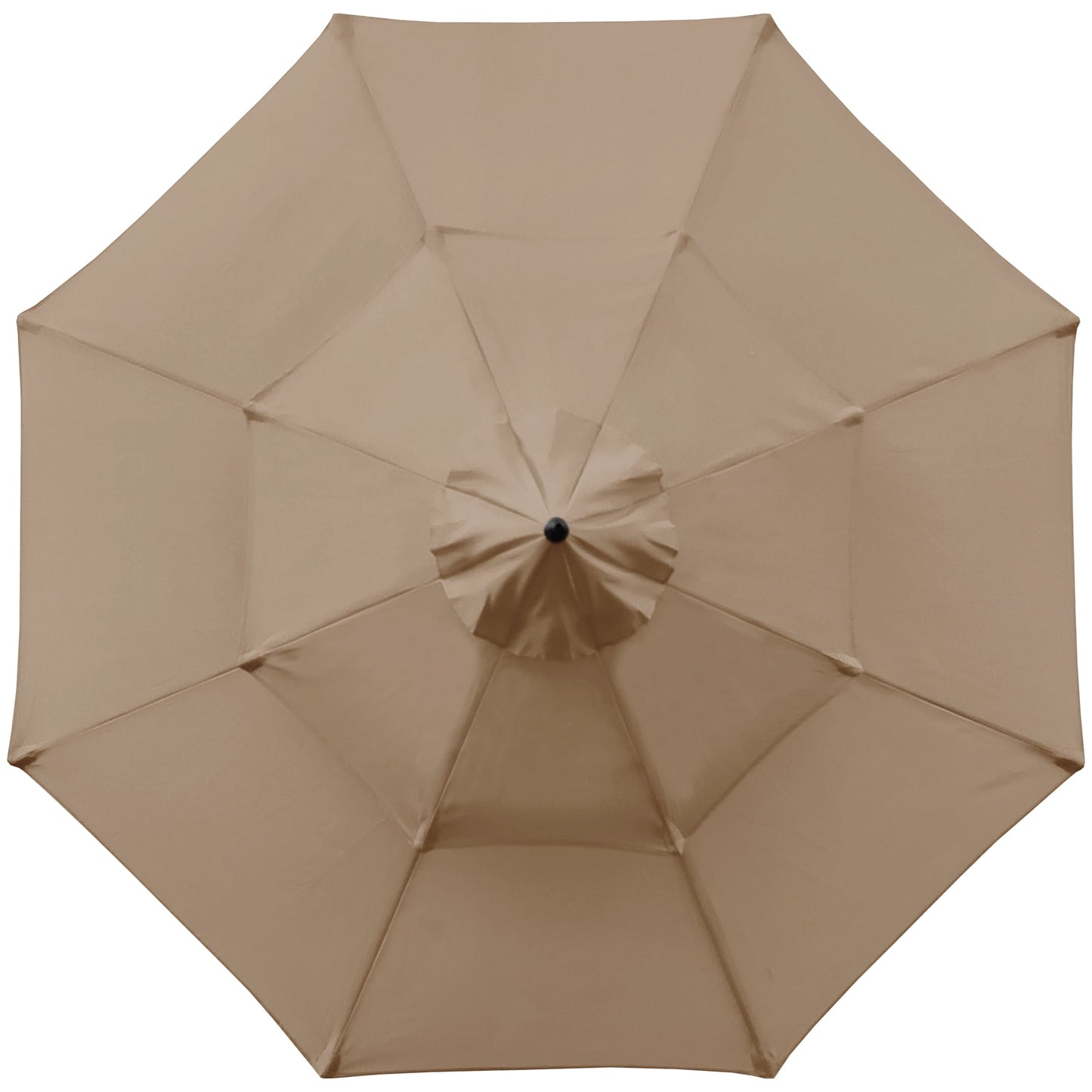 Abble 9ft Patio Umbrella with Crank 3-Tier Pagoda Outdoor Market Umbrella with 8 Ribs for Garden Deck Backyard Pool, Tan