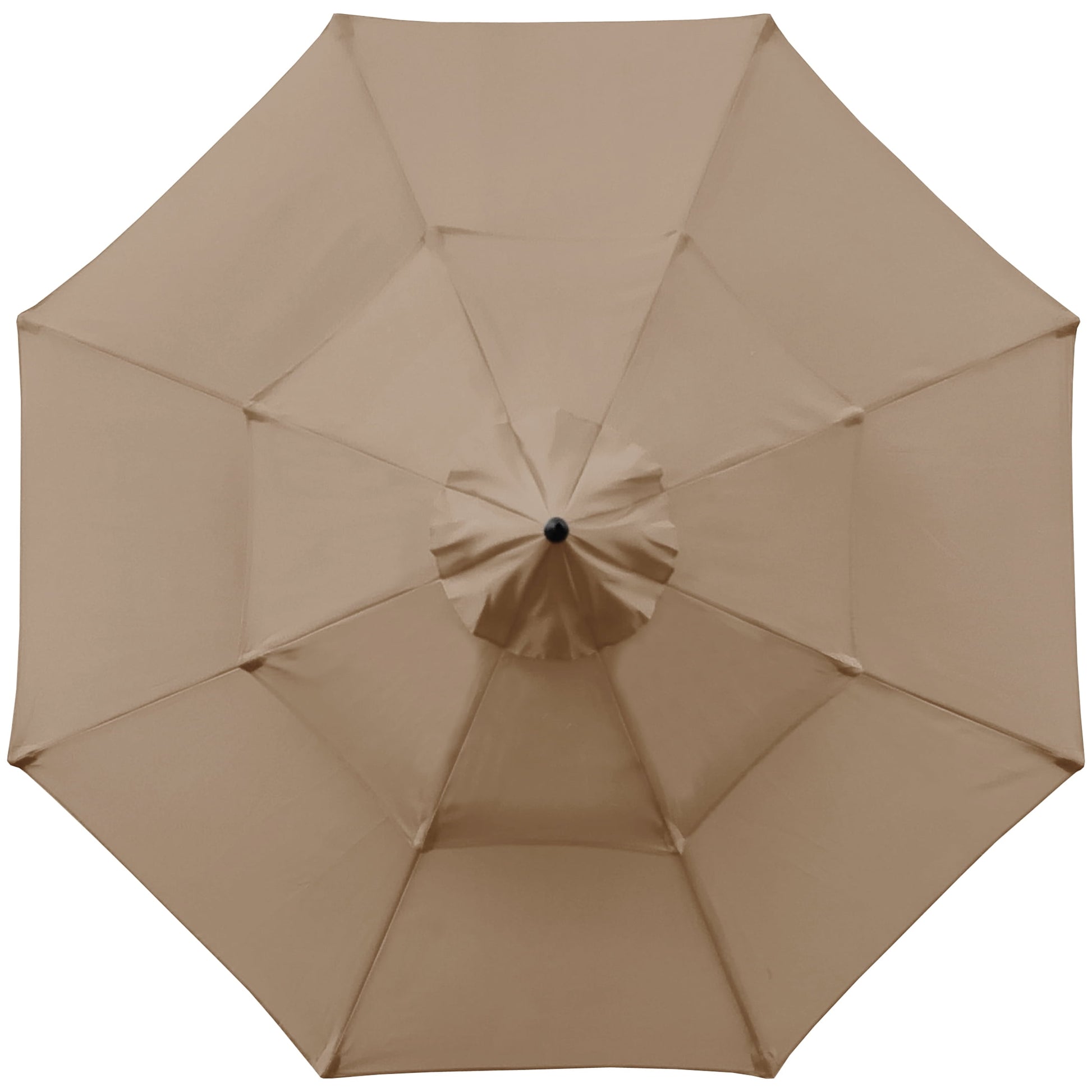 Abble 9ft Patio Umbrella with Crank 3-Tier Pagoda Outdoor Market Umbrella with 8 Ribs for Garden Deck Backyard Pool, Tan