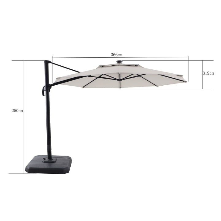 Better Homes & Gardens 11' Gray Octagonal Outdoor Cantilever Offset Patio Umbrella and Weighted Base