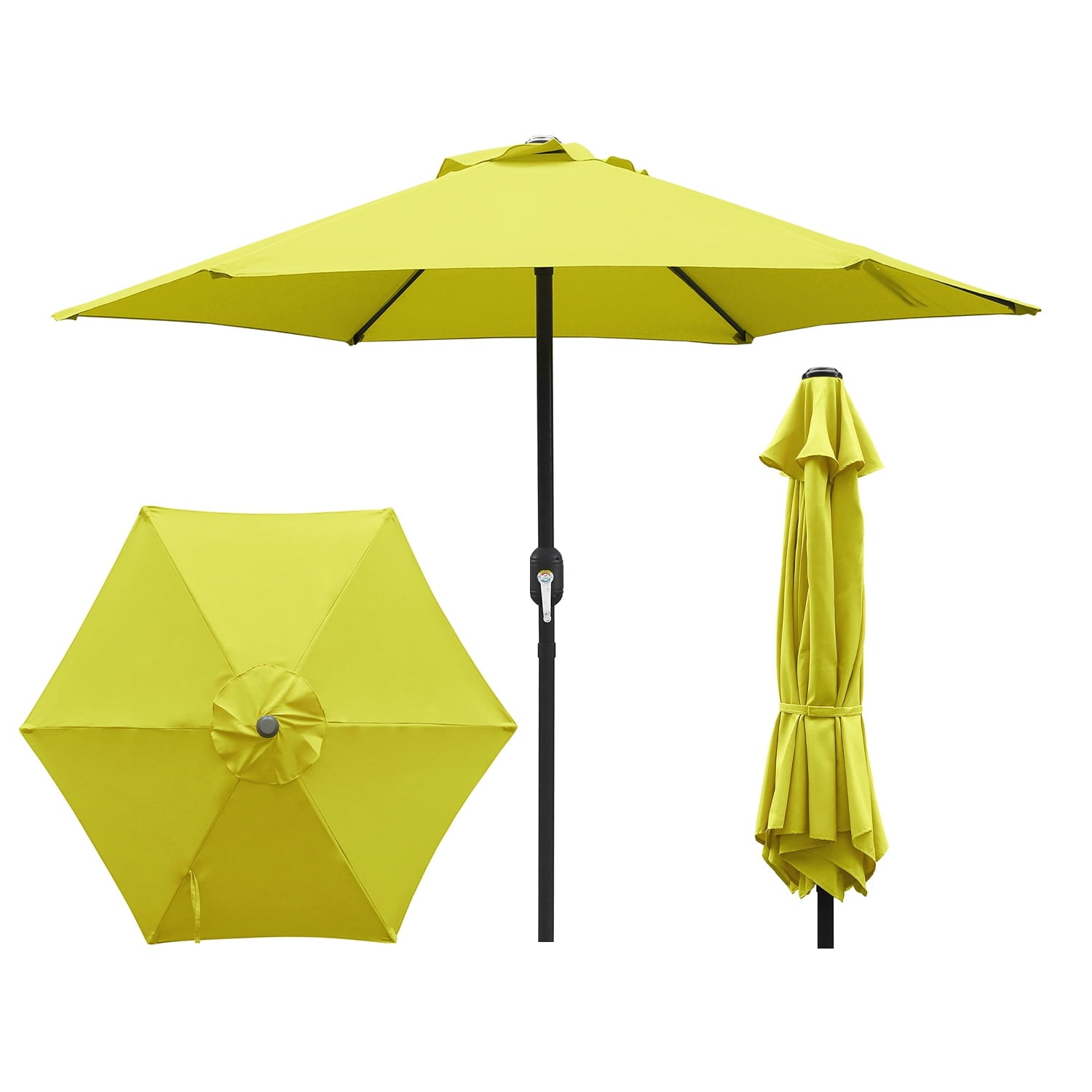 Maypex 7.5ft Patio Umbrella with Crank Handle Outdoor Market Umbrella with 6 Ribs for Garden Deck Backyard Pool, Yellow