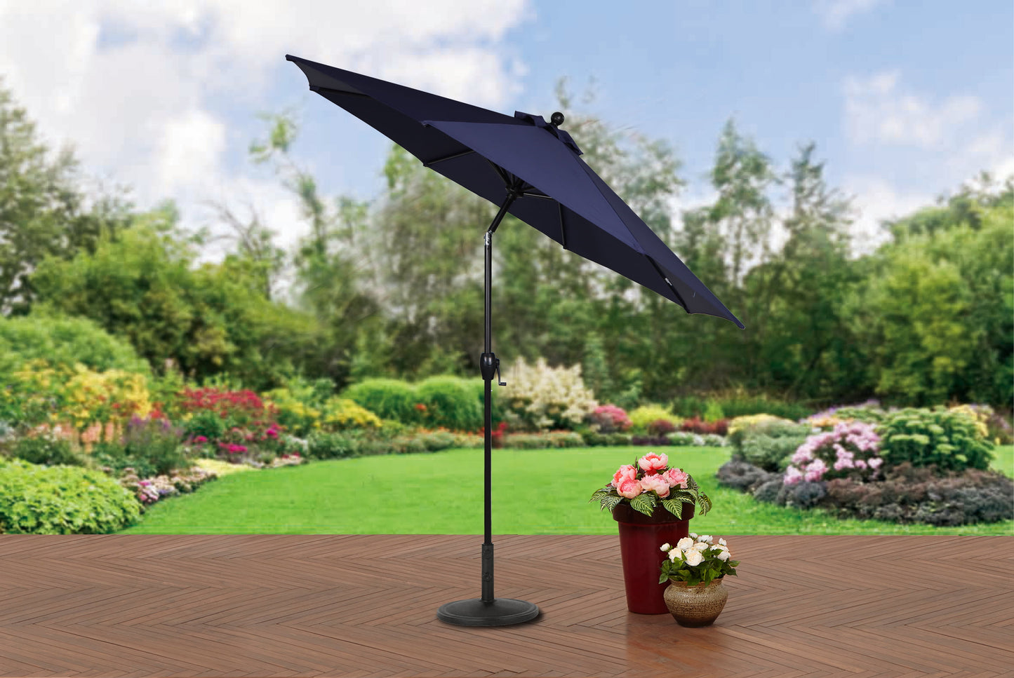 Better Homes & Gardens 9' Navy Patio Umbrella, Crank Lift and 3 Position Tilt