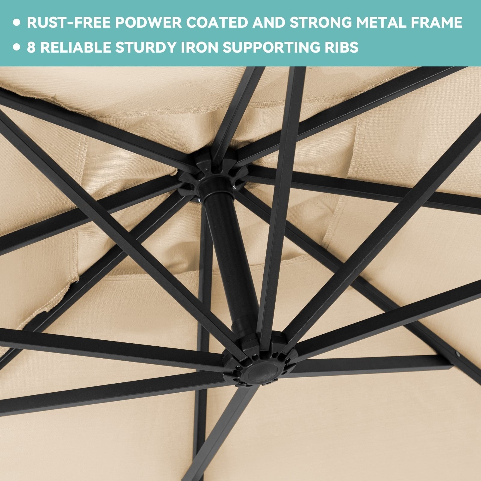 JUSTLET 10ft Heavy Duty Patio Hanging Offset Cantilever Patio Umbrella W/ 4-Piece Base Included Included, Beige